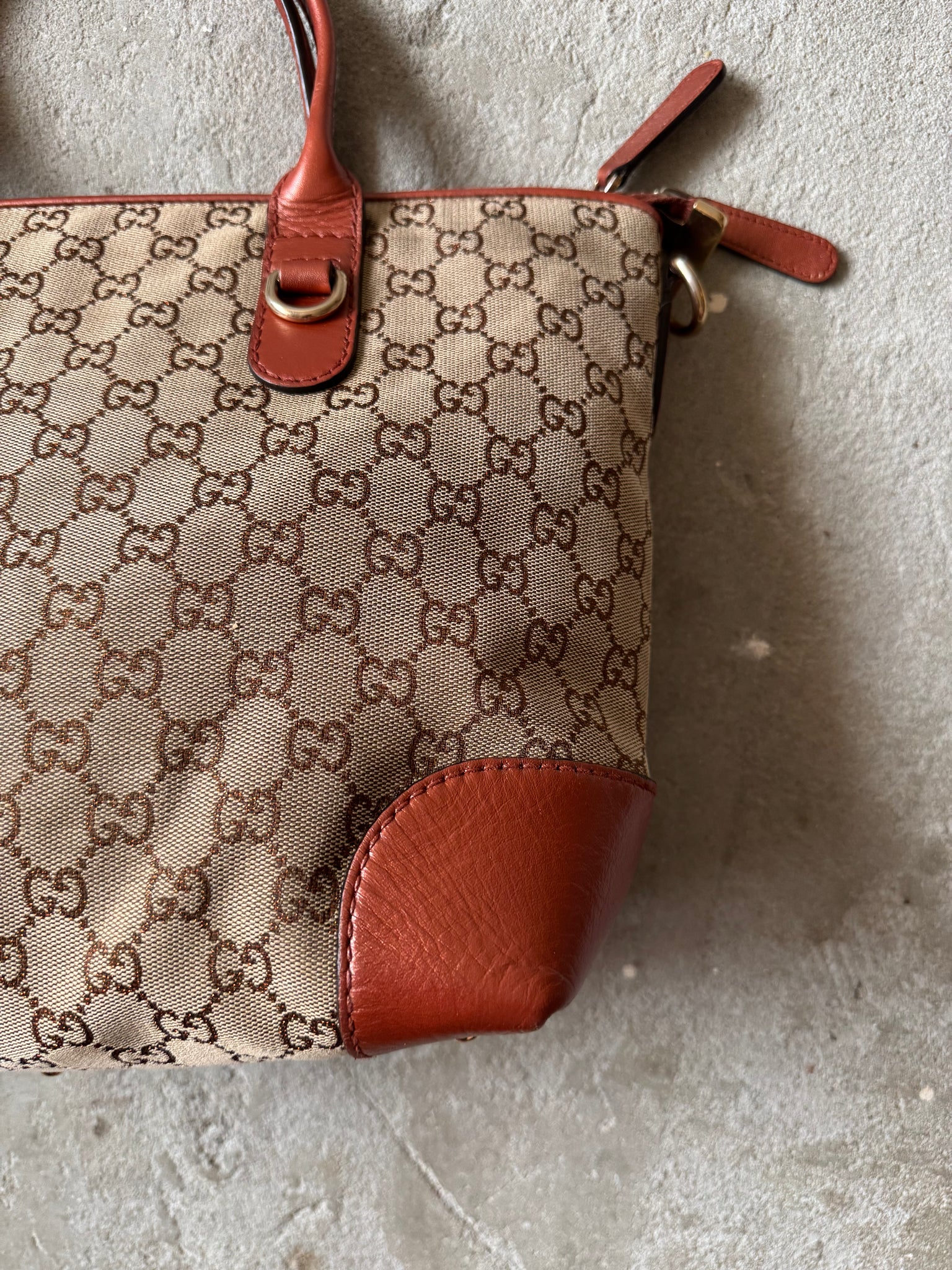 Gucci GG Monogram Canvas Heart Bit Shoulder Bag Beige/Orange