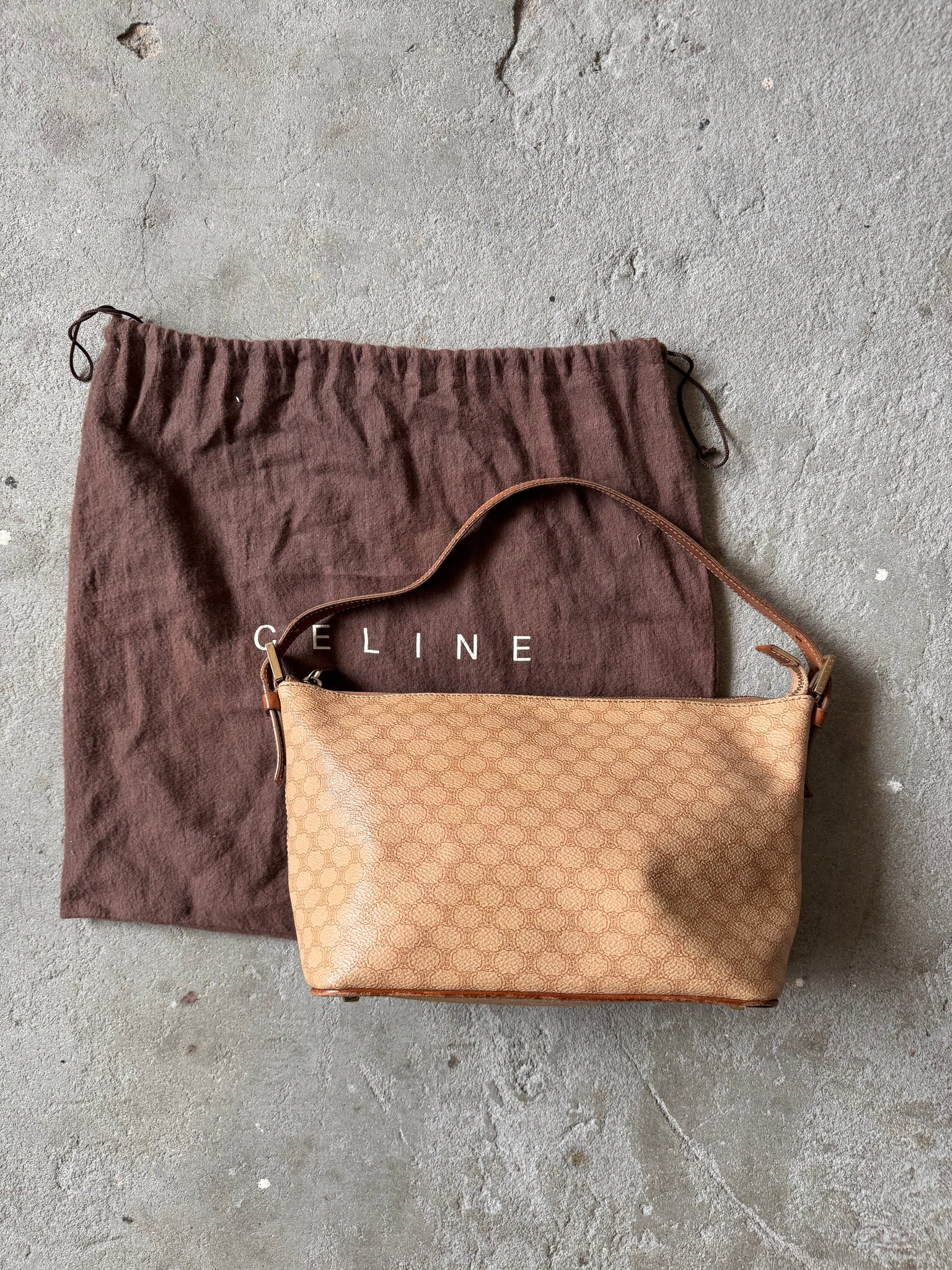 Celine Macadam Shoulder Bag Beige
