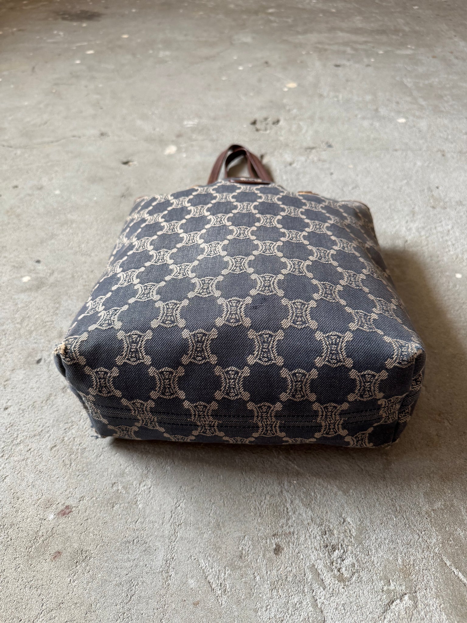 Celine Macadam Denim Tote Bag Blue/Brown