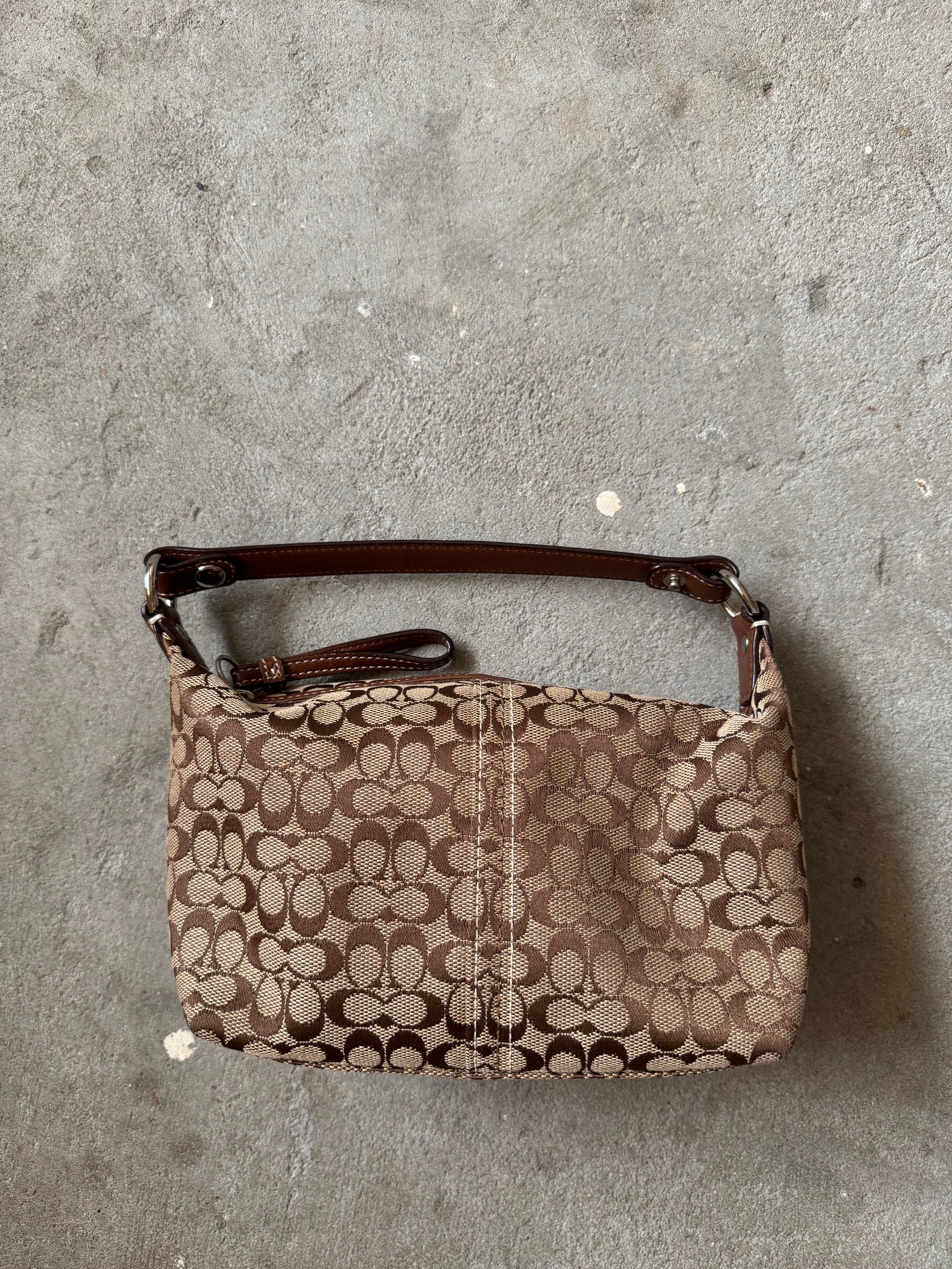 Coach Signature Mini Hobo Shoulder Bag Beige