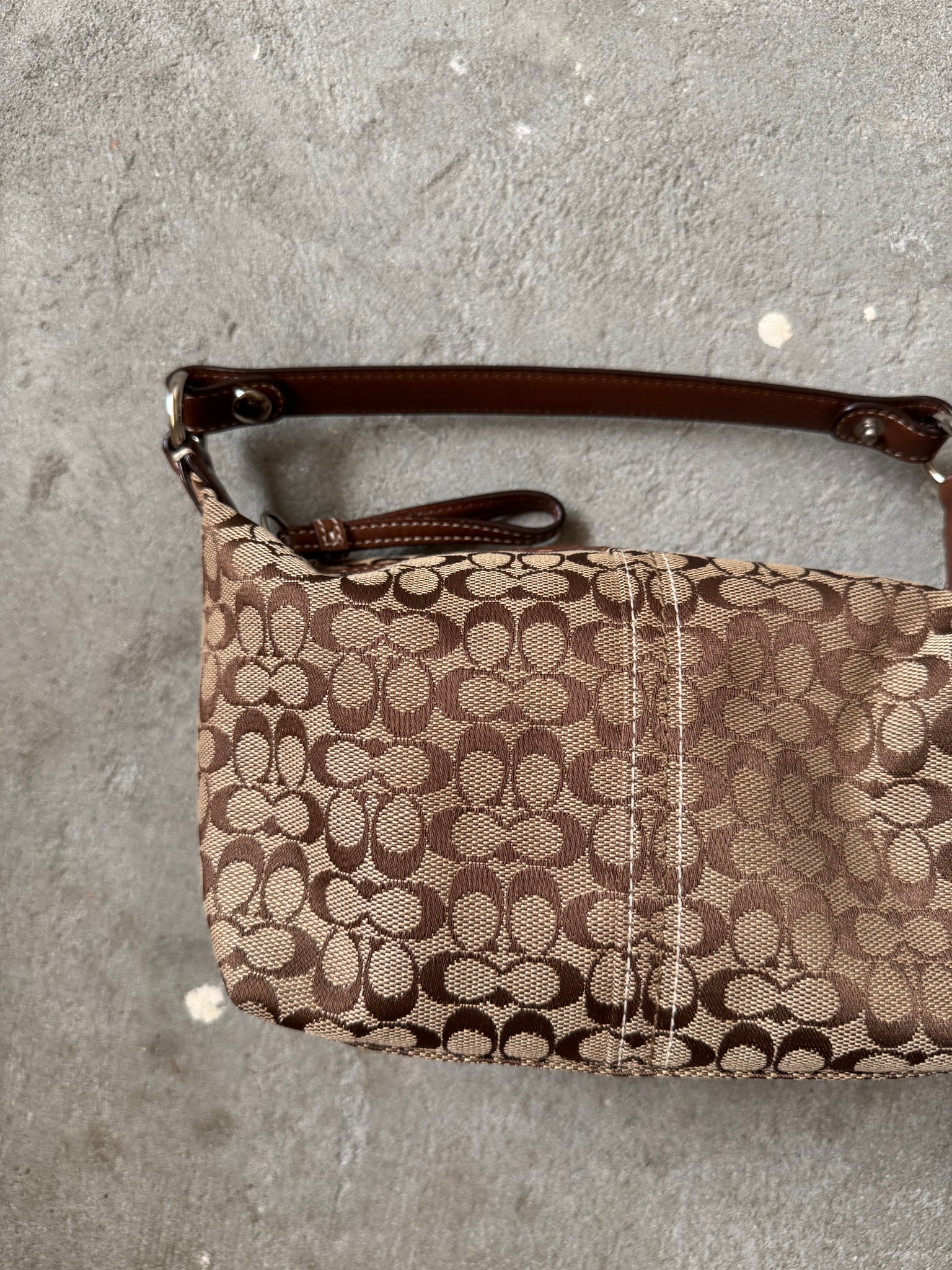 Coach Signature Mini Hobo Shoulder Bag Beige