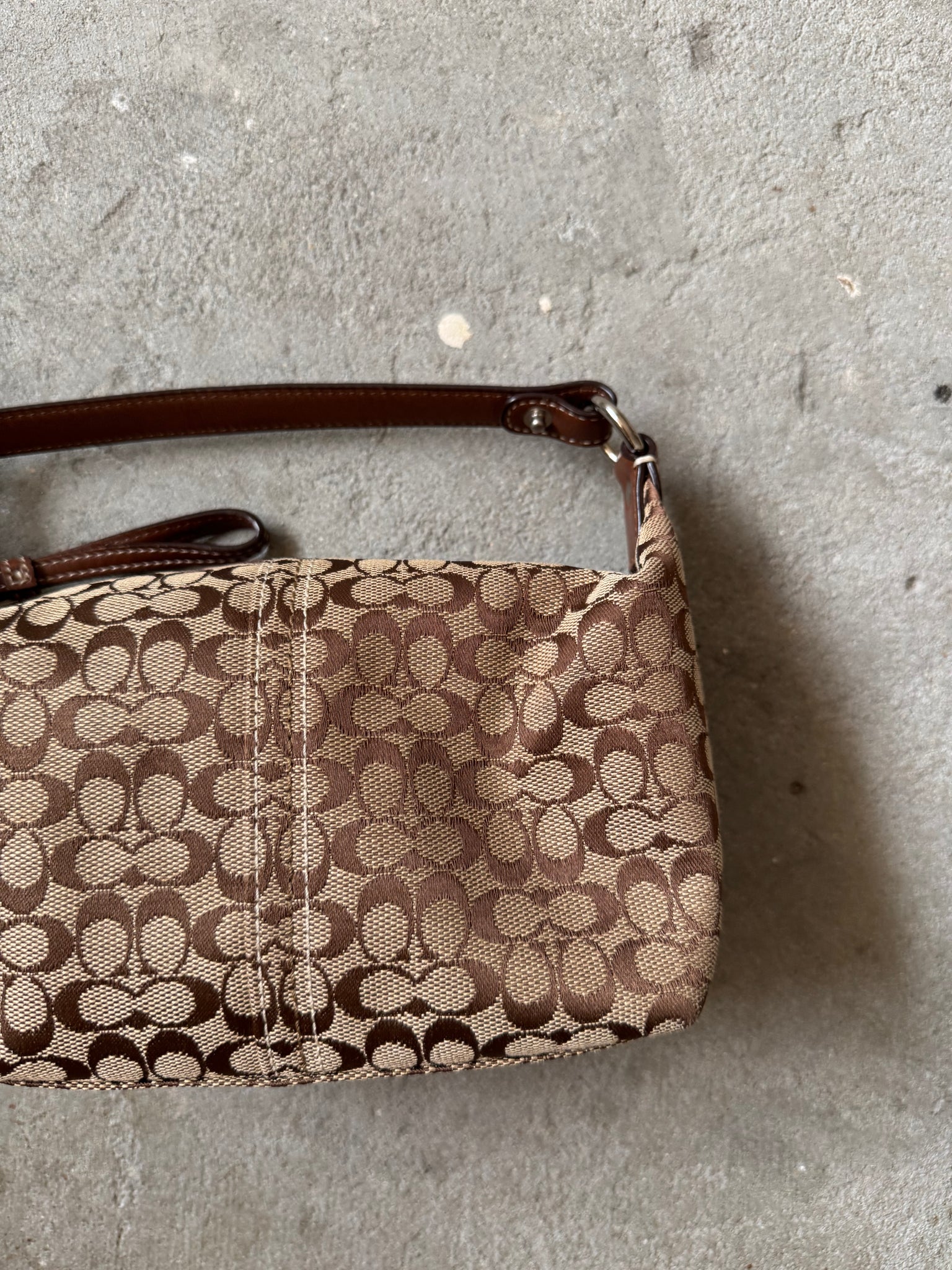 Coach Signature Mini Hobo Shoulder Bag Beige