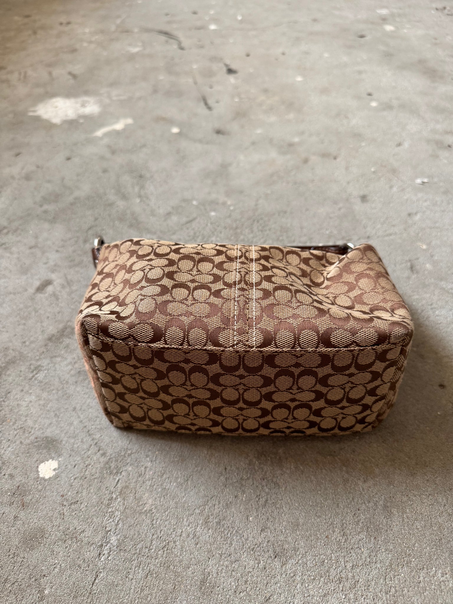Coach Signature Mini Hobo Shoulder Bag Beige