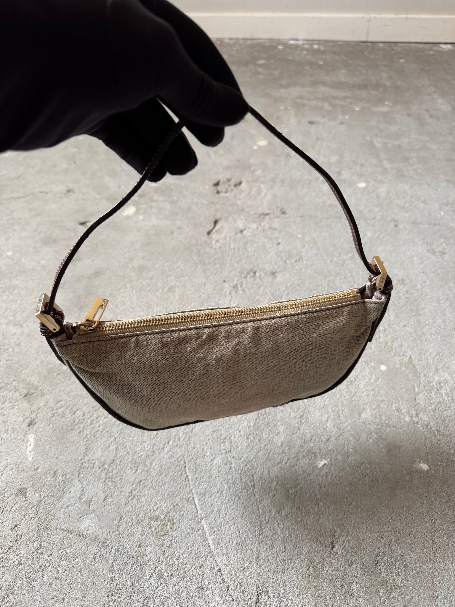 Fendi FF Zucca Shoulder Bag Beige/Brown