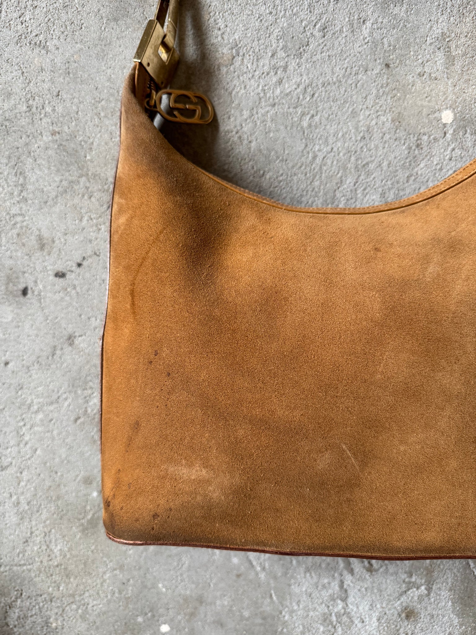 Gucci Hobo Suede Shoulder Bag Brown