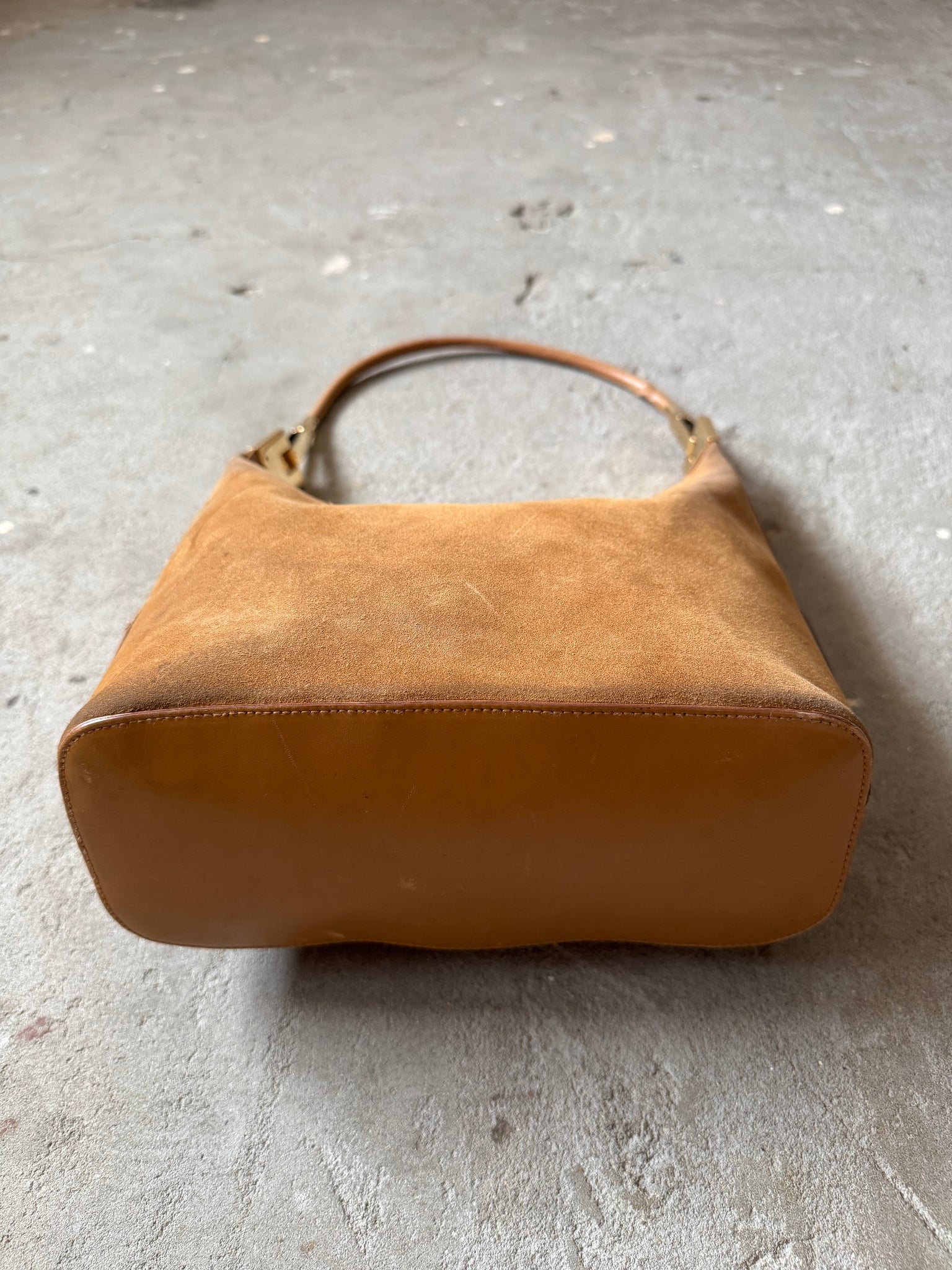 Gucci Hobo Suede Shoulder Bag Brown