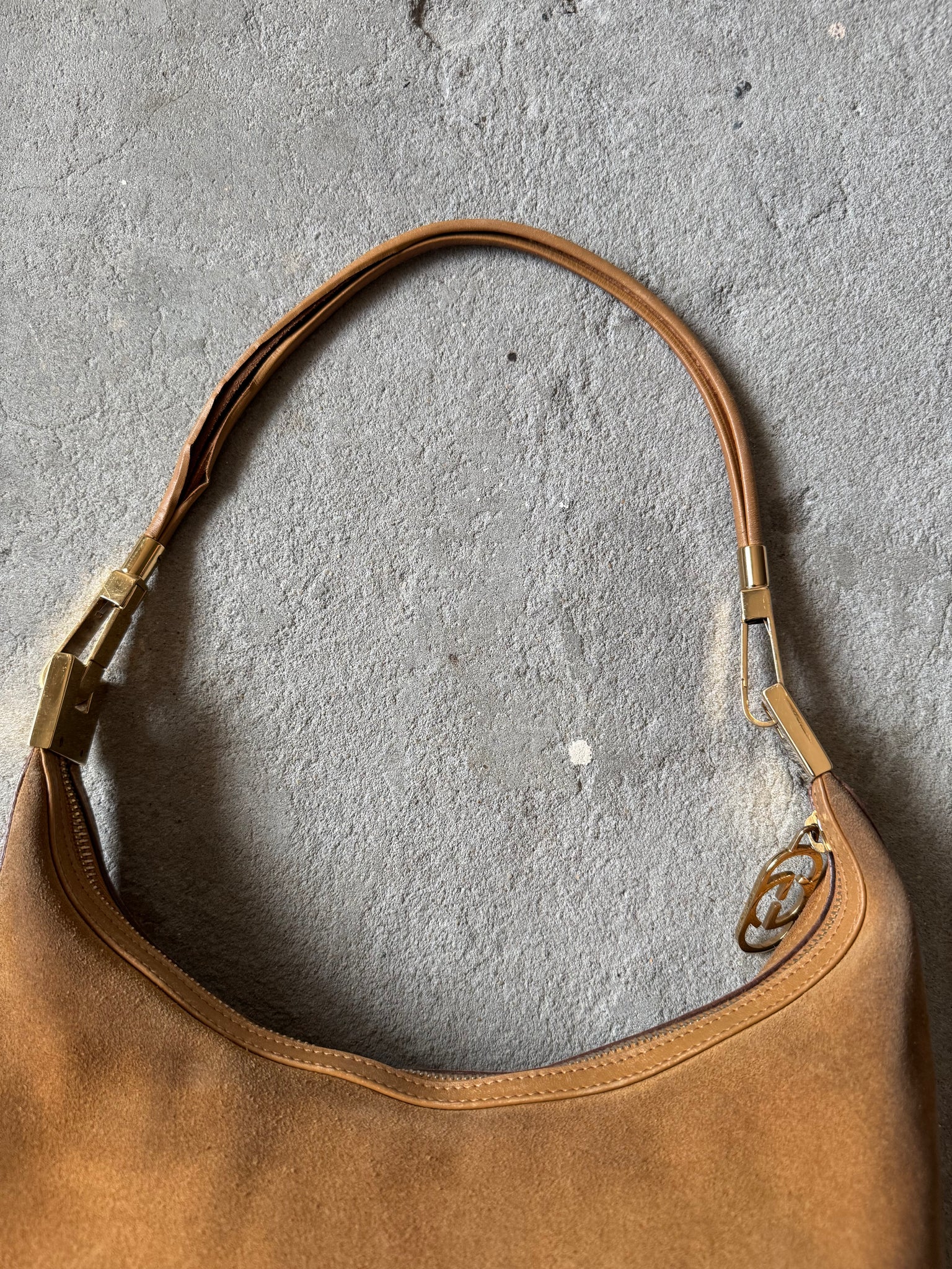 Gucci Hobo Suede Shoulder Bag Brown