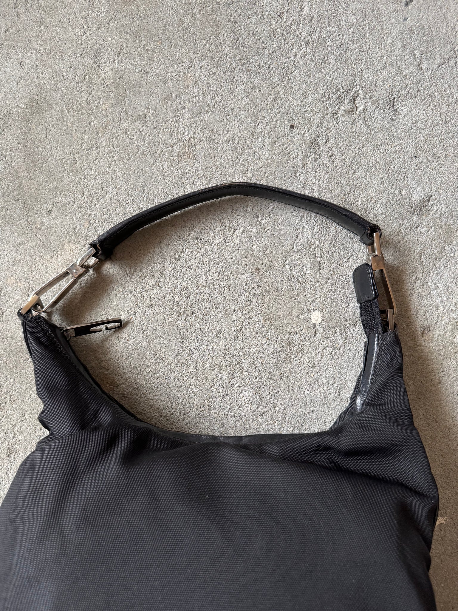 Gucci Nylon Hobo Shoulder Bag Black