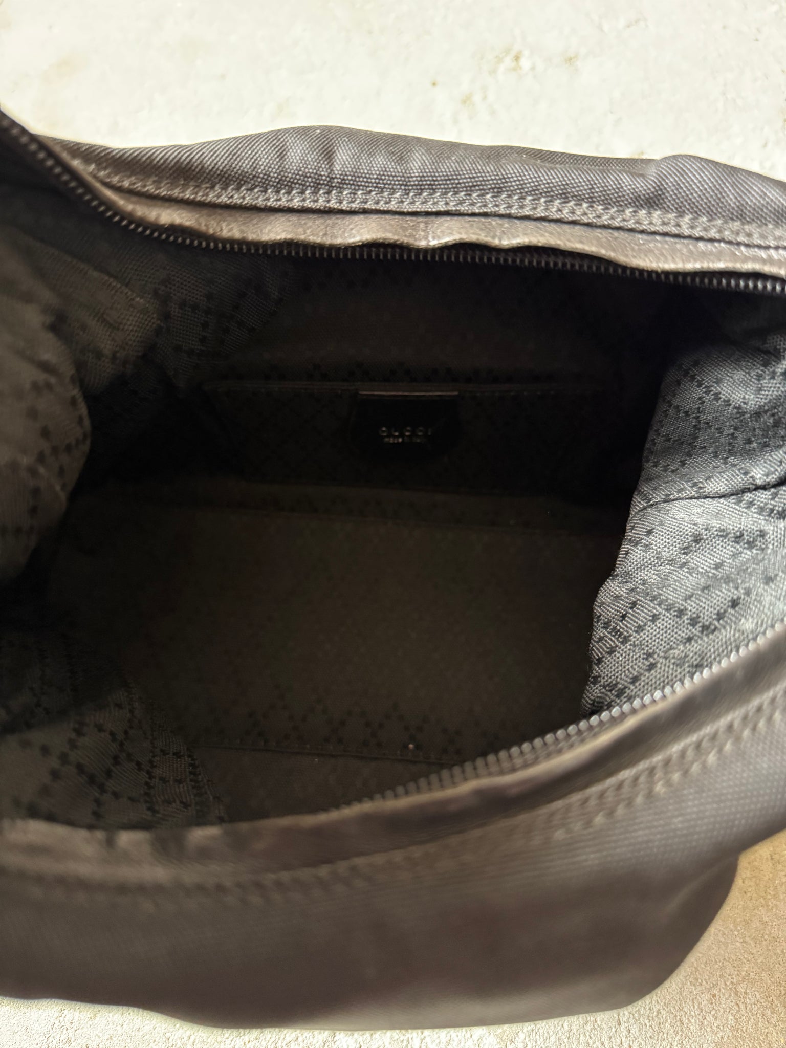 Gucci Nylon Hobo Shoulder Bag Black