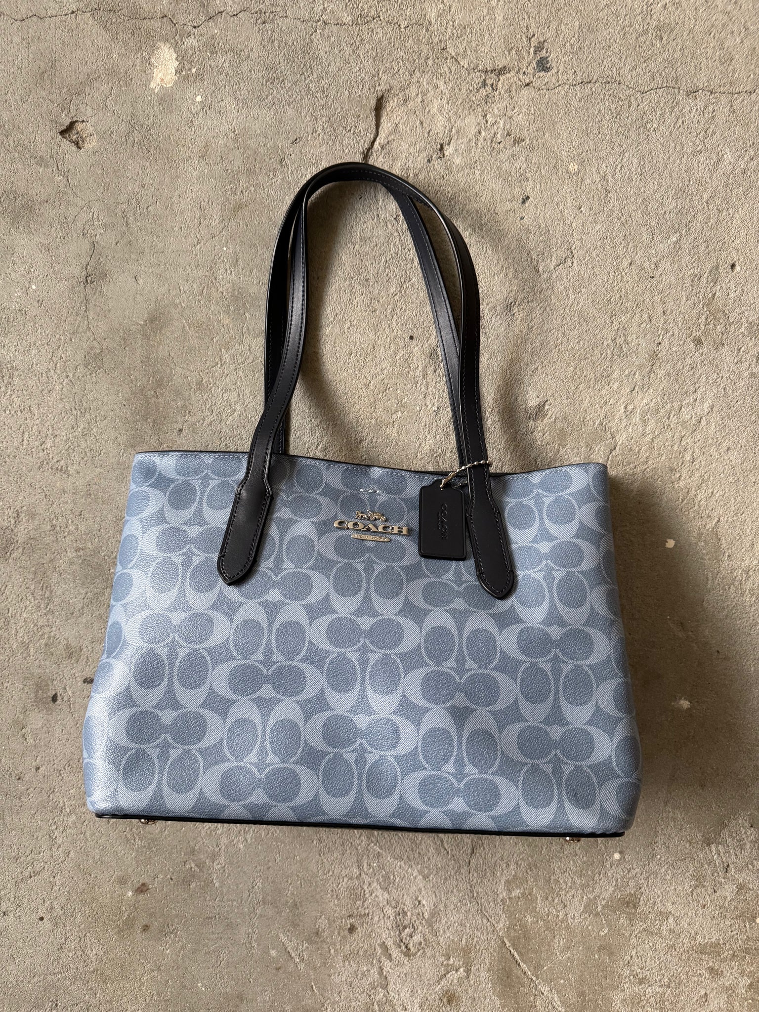 Coach Signature PVC Avenue Carryall Shoulder Bag Blue/Black