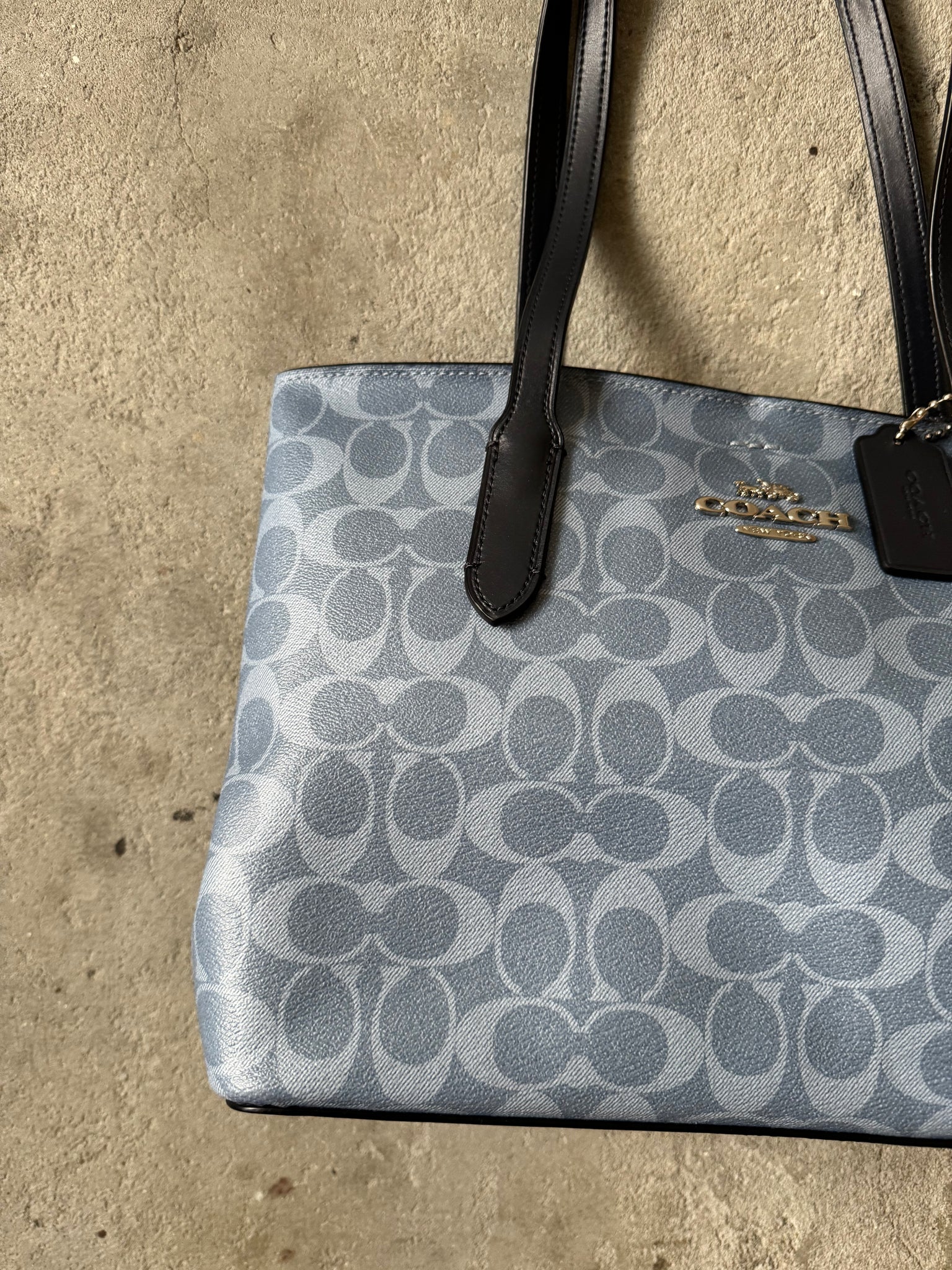 Coach Signature PVC Avenue Carryall Shoulder Bag Blue/Black
