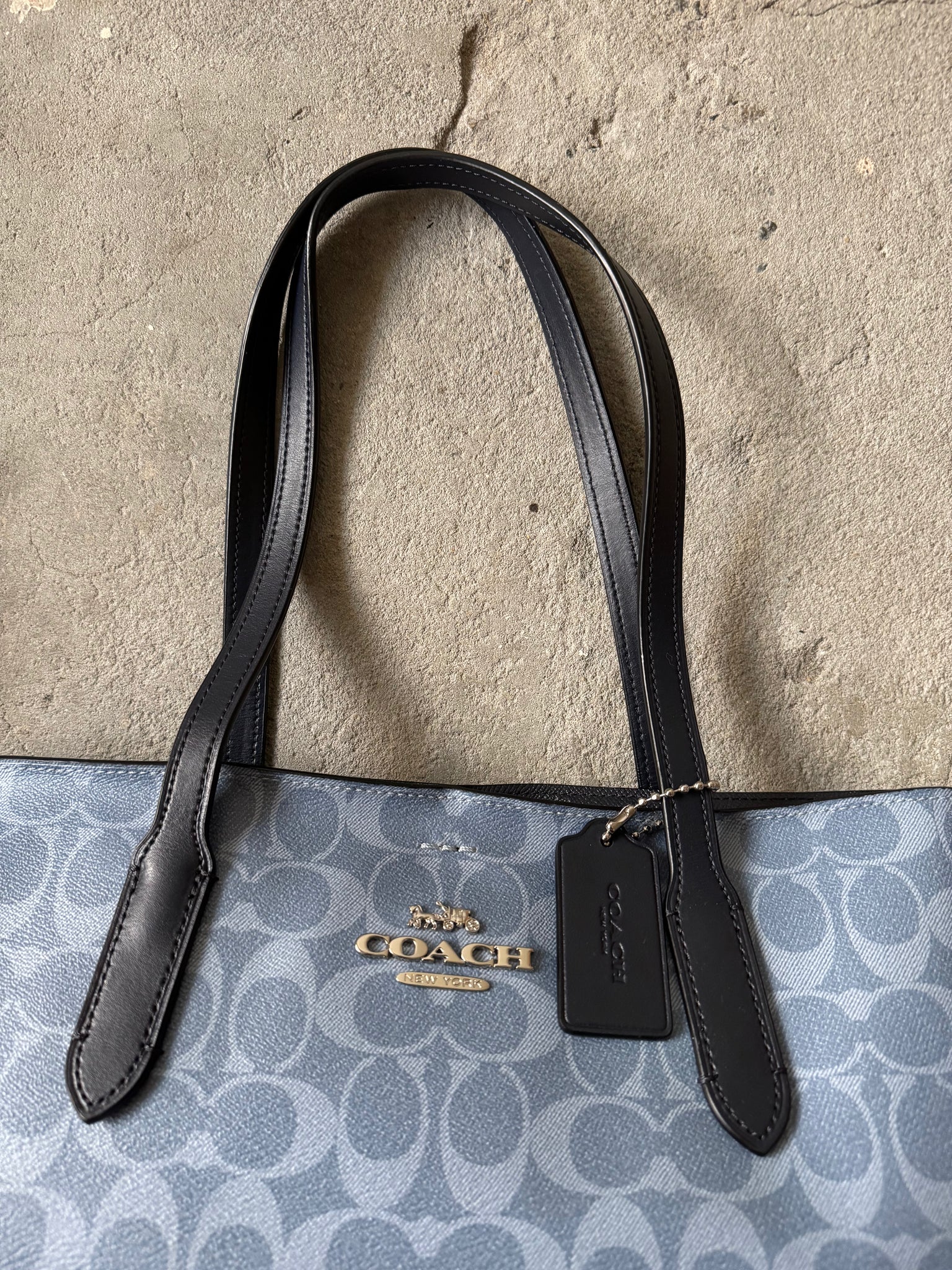 Coach Signature PVC Avenue Carryall Shoulder Bag Blue/Black