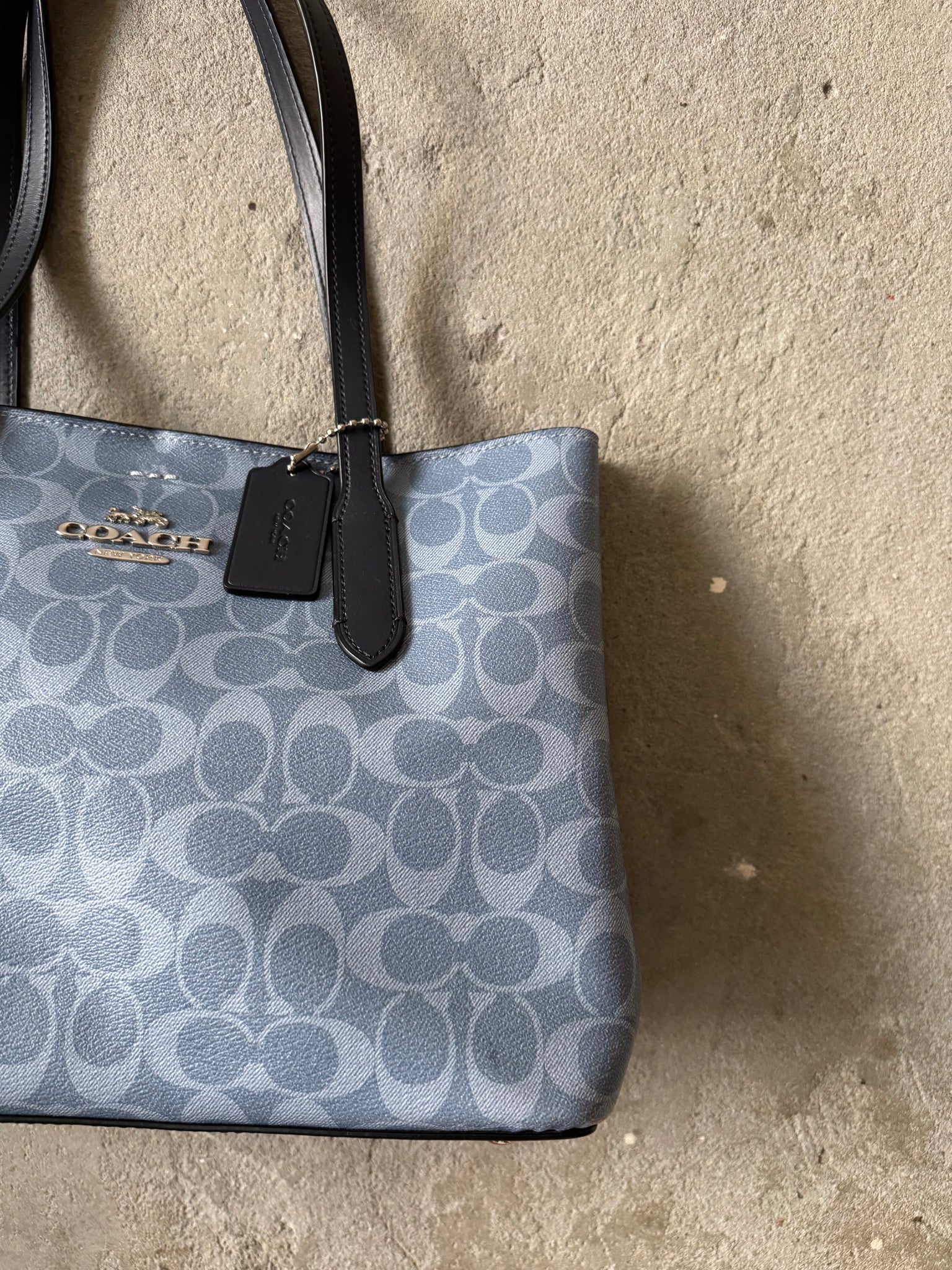 Coach Signature PVC Avenue Carryall Shoulder Bag Blue/Black