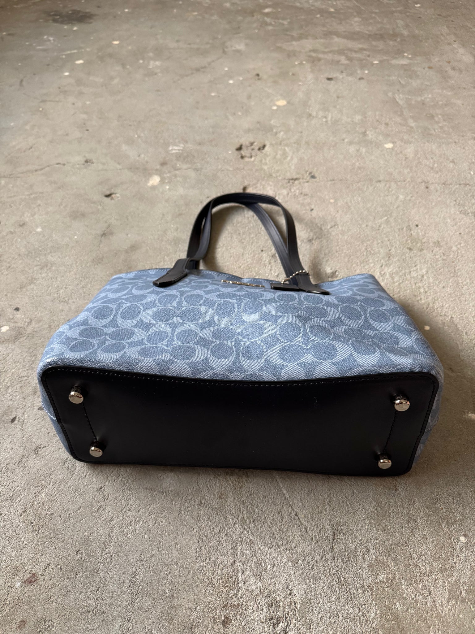 Coach Signature PVC Avenue Carryall Shoulder Bag Blue/Black