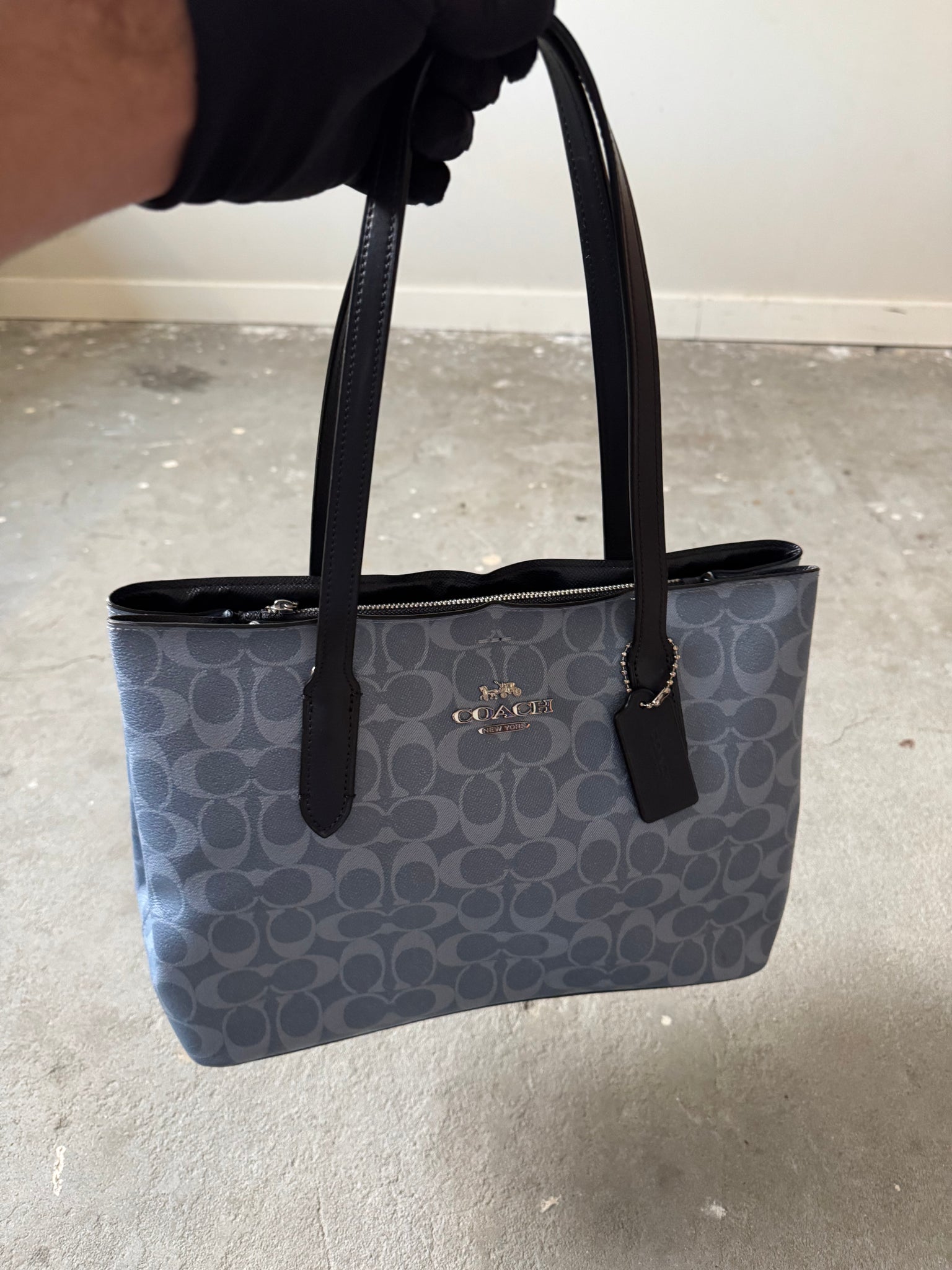 Coach Signature PVC Avenue Carryall Shoulder Bag Blue/Black