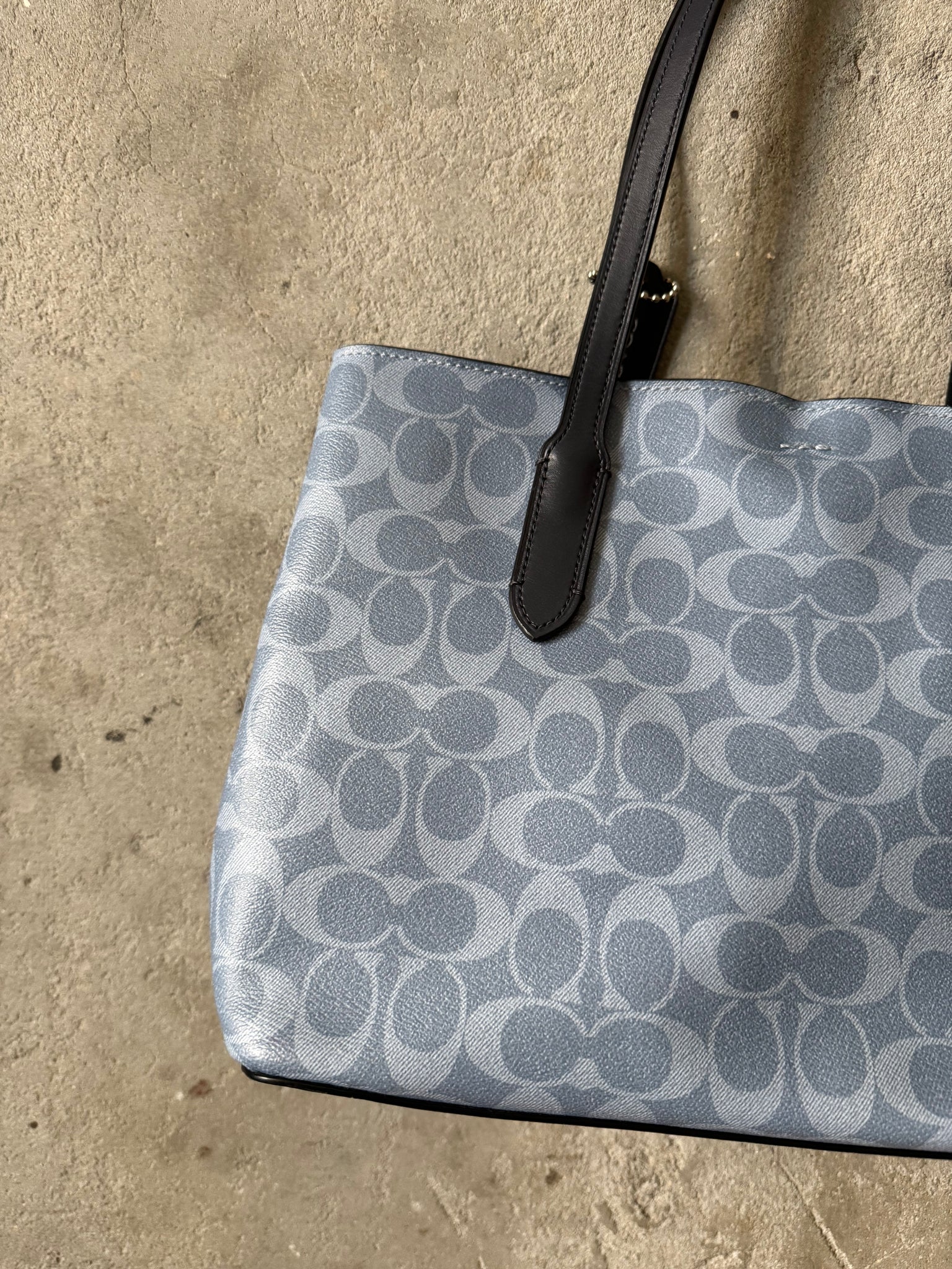 Coach Signature PVC Avenue Carryall Shoulder Bag Blue/Black