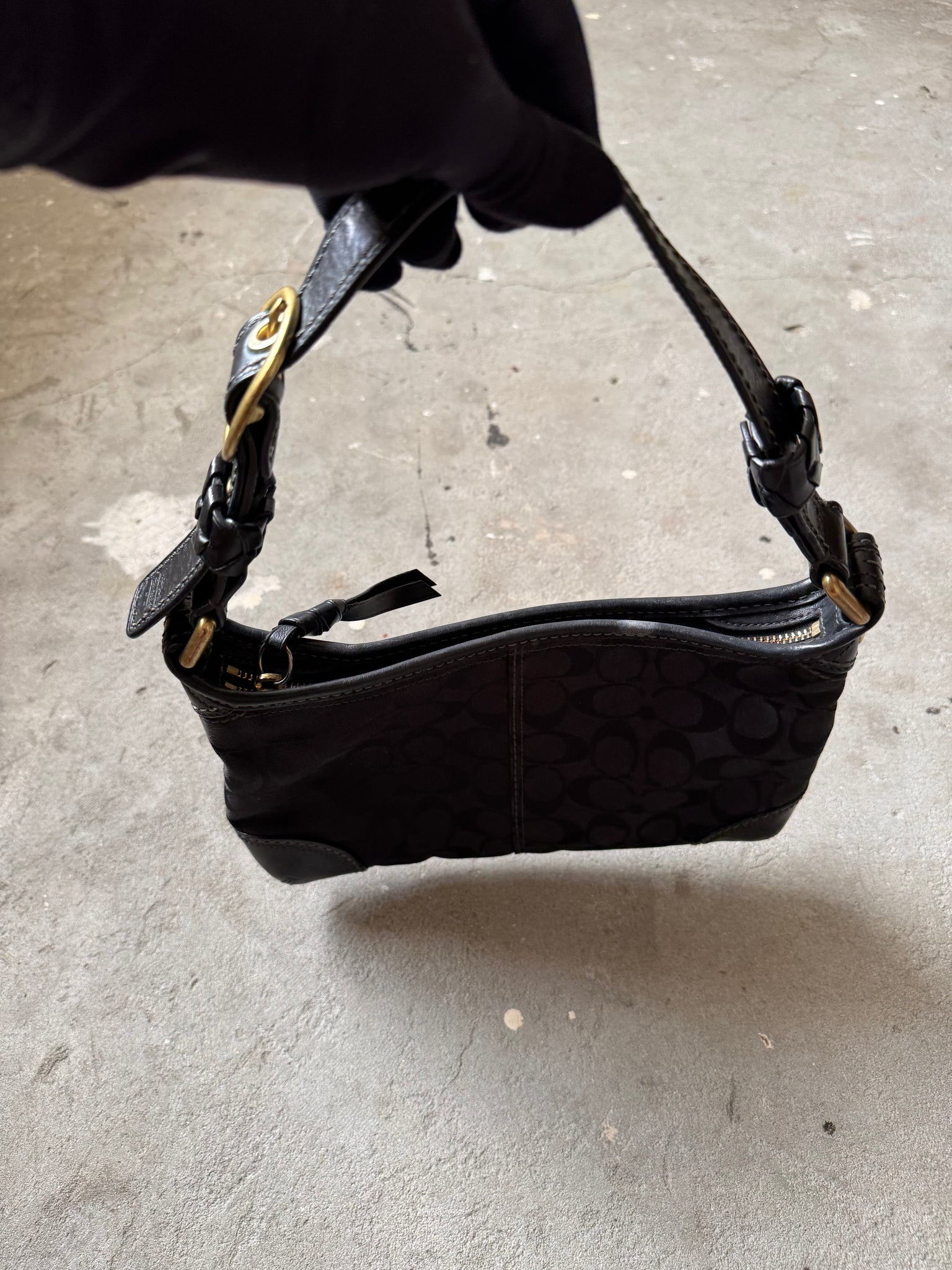 Coach Signature Hamilton Shoulder Bag Black