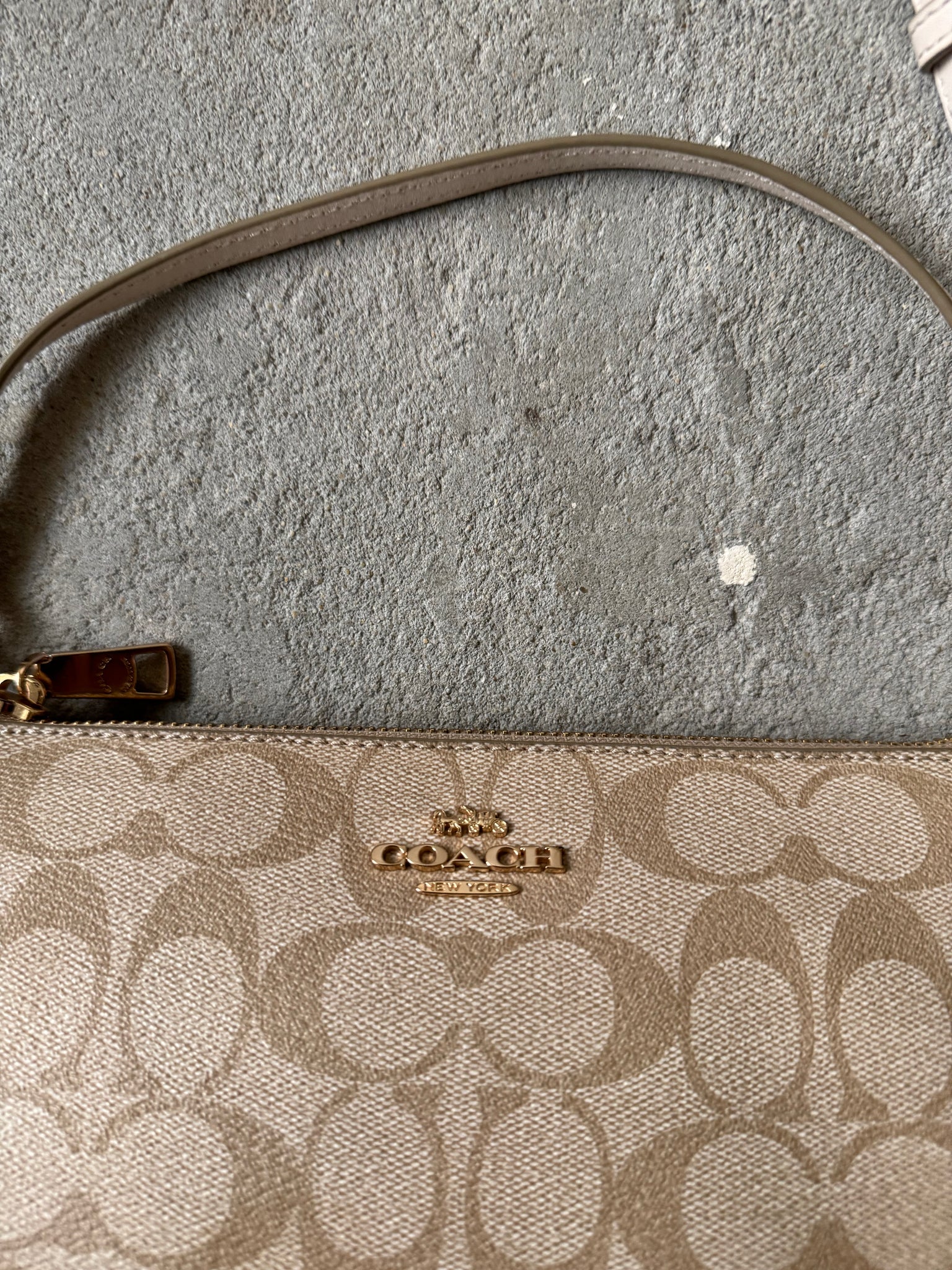 Coach 2Way Signature Nolita 19 Shoulder Bag Beige/White