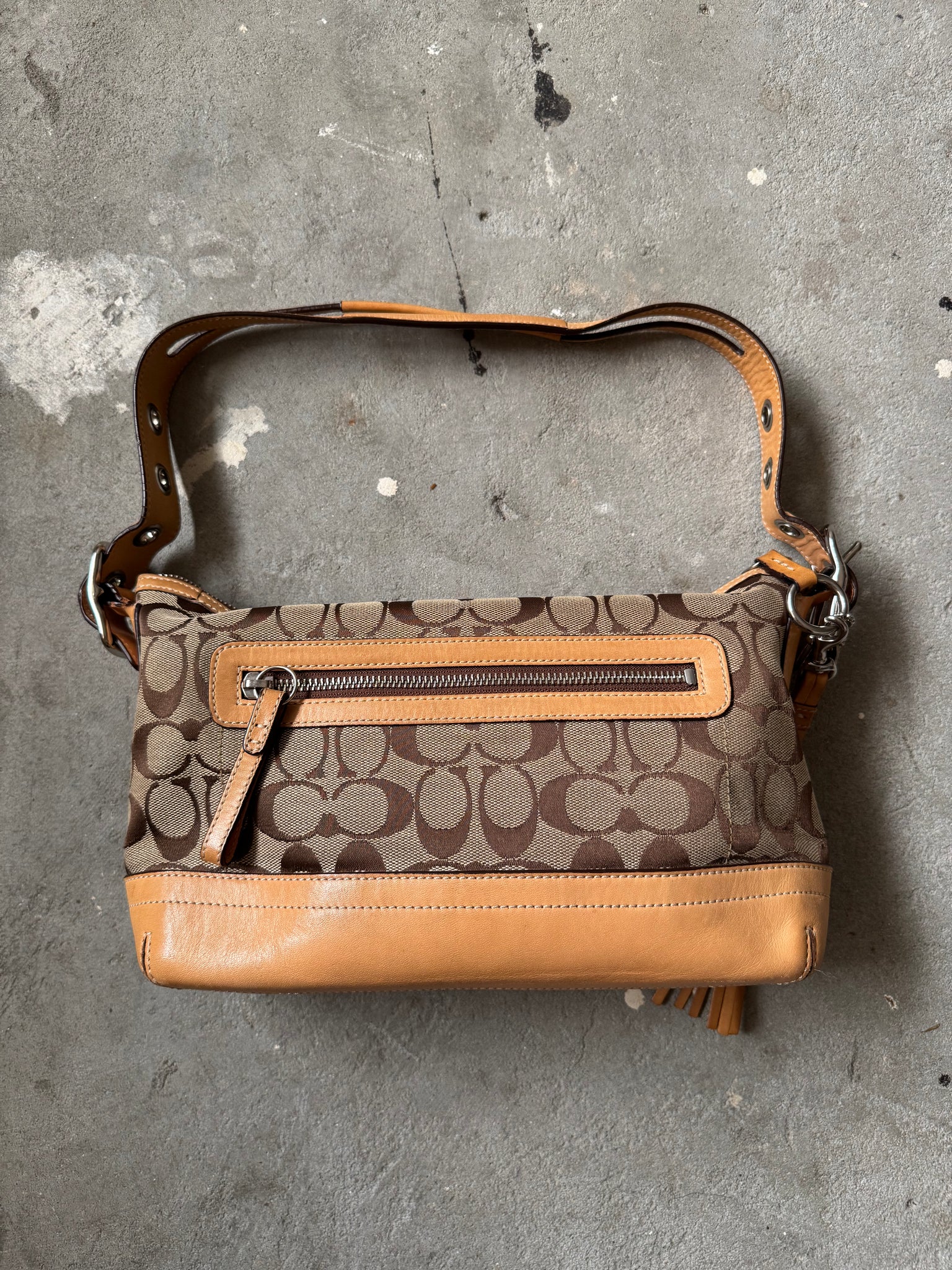 Coach Signature East West Shoulder Bag Beige