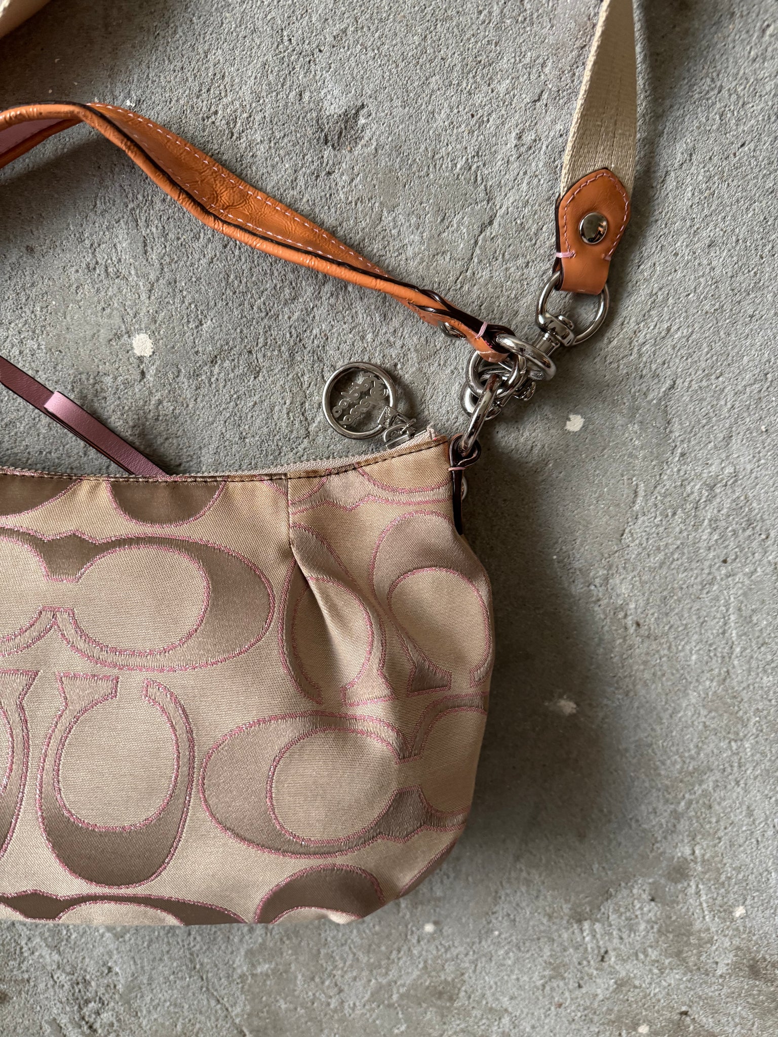 Coach 2Way Signature Poppy Shoulder Bag Beige/Pink