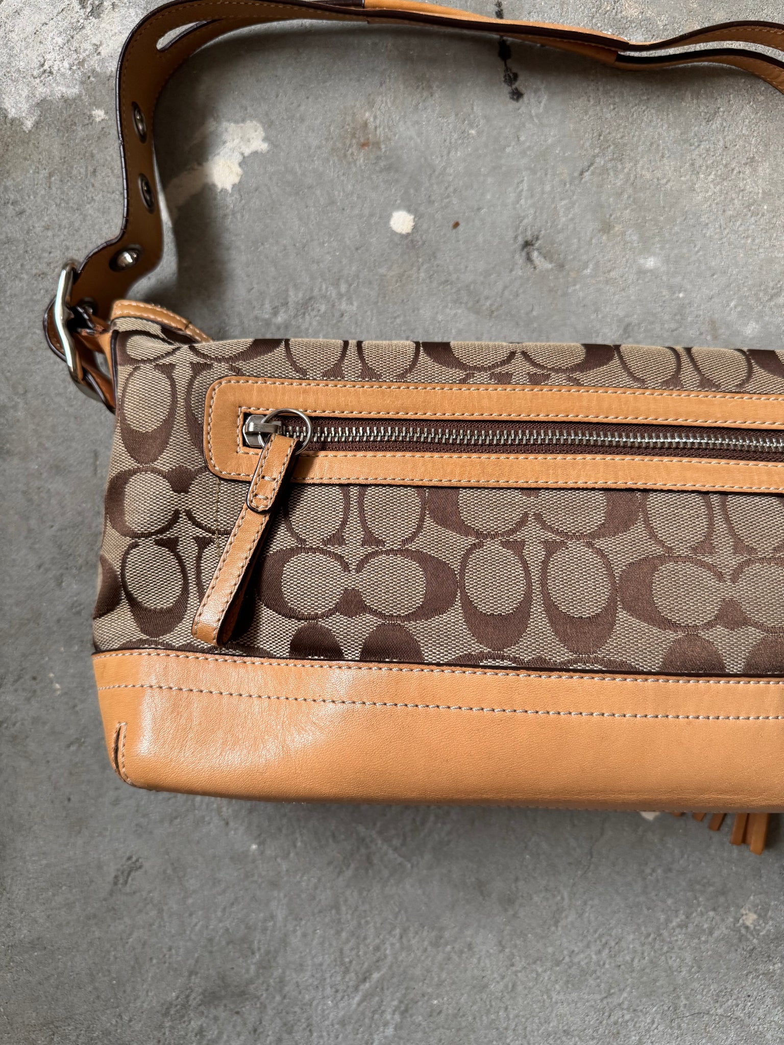 Coach Signature East West Shoulder Bag Beige