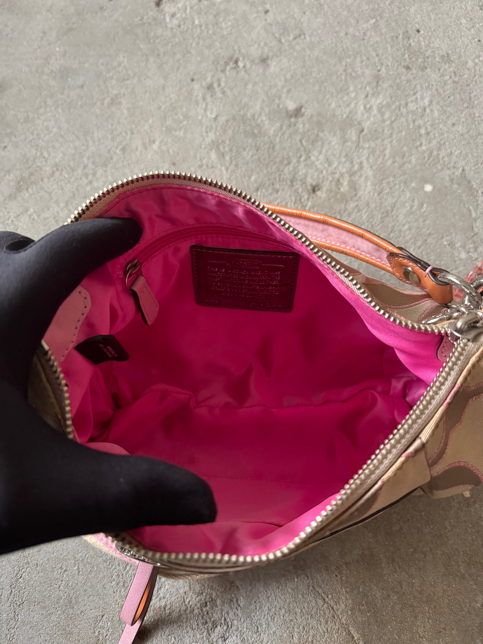Coach 2Way Signature Poppy Shoulder Bag Beige/Pink