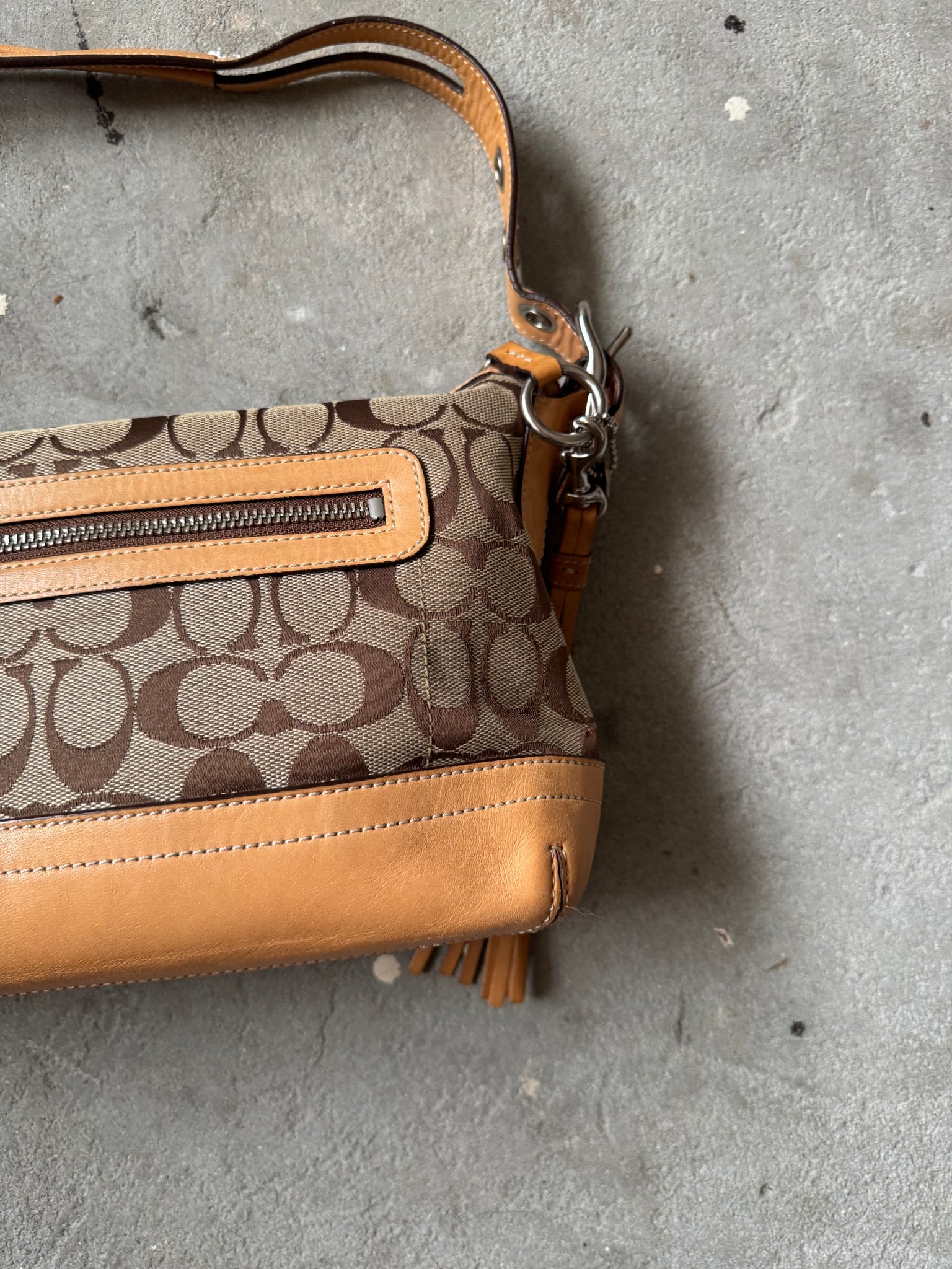 Coach Signature East West Shoulder Bag Beige
