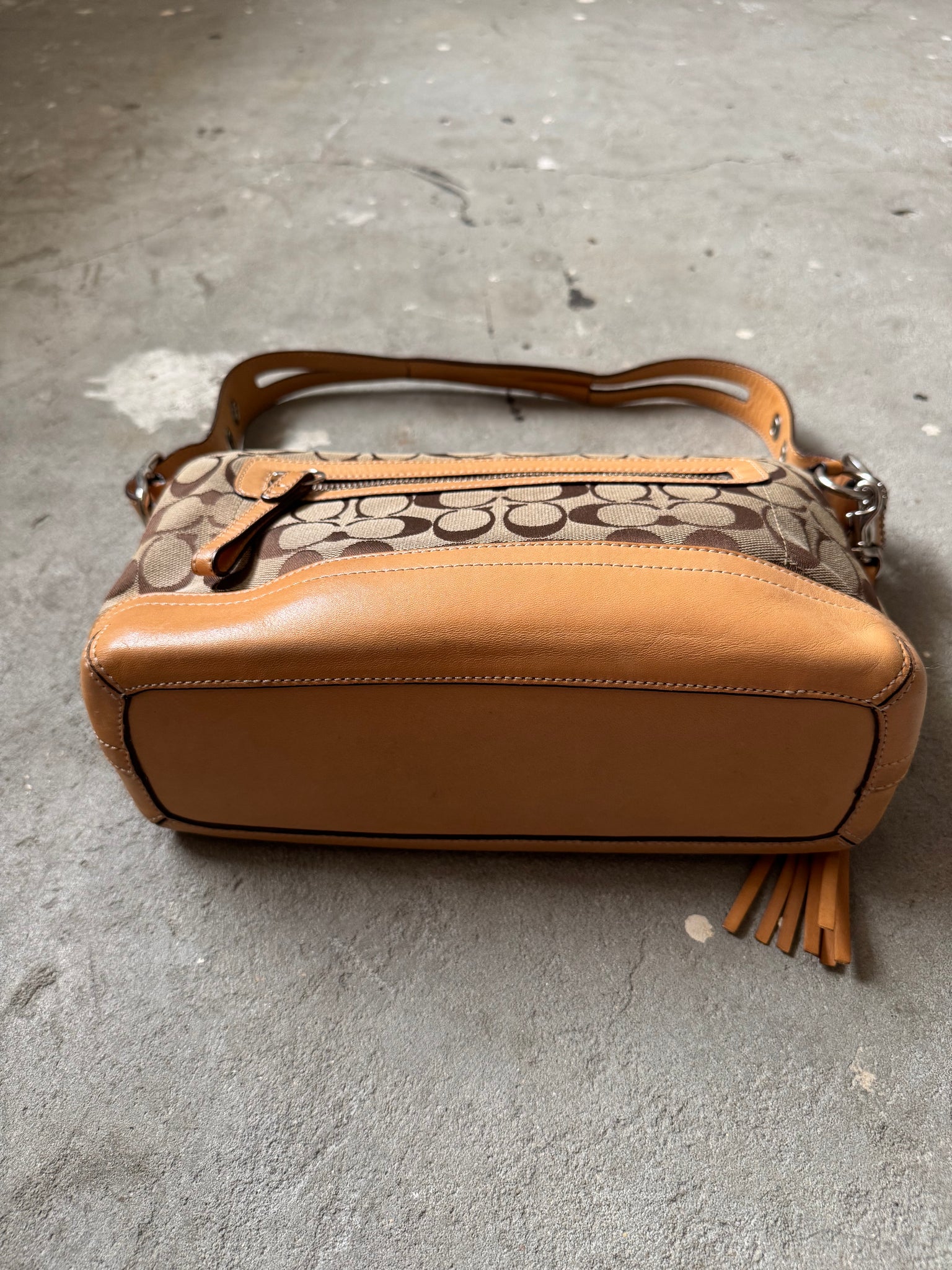 Coach Signature East West Shoulder Bag Beige