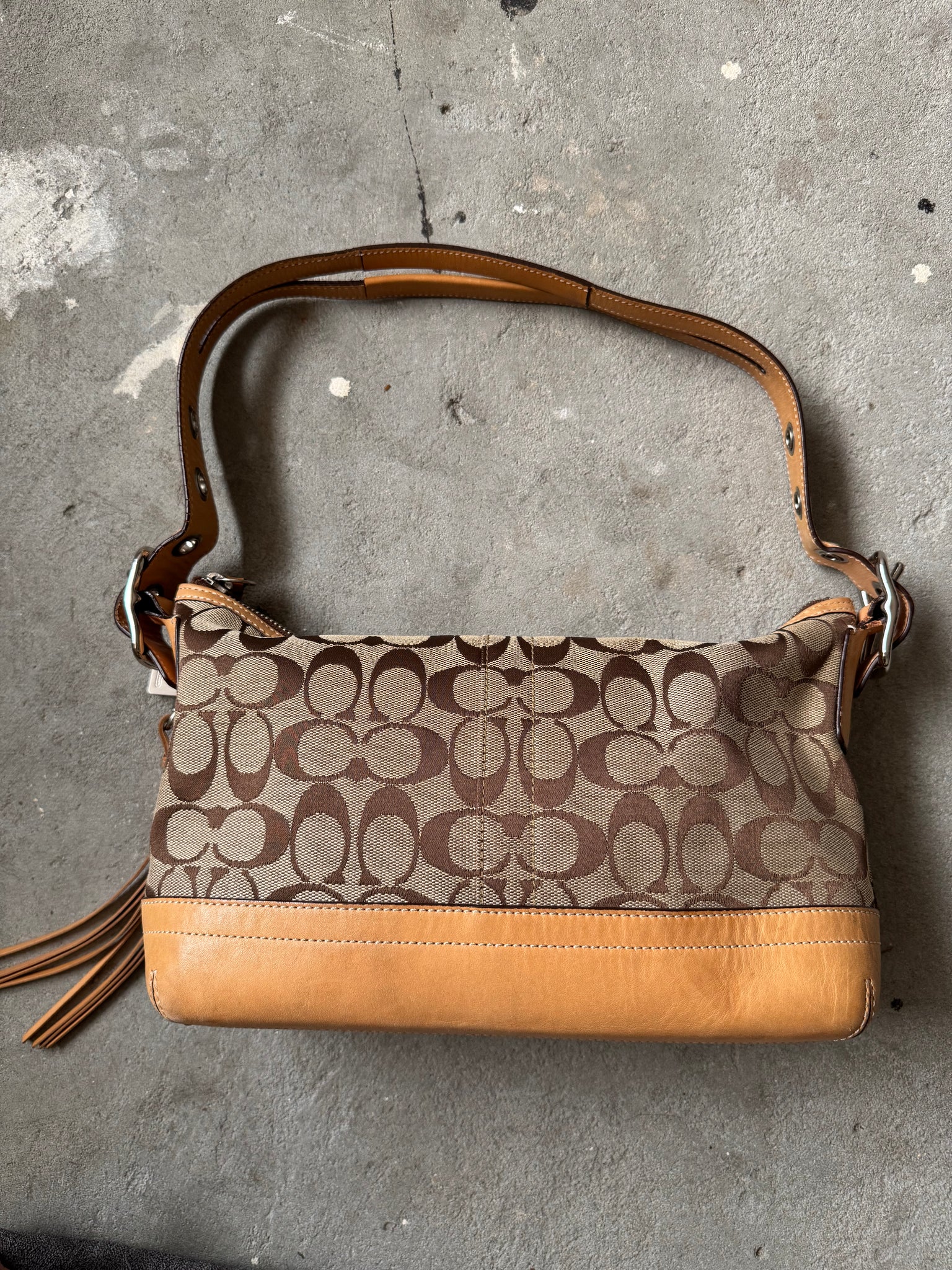 Coach Signature East West Shoulder Bag Beige