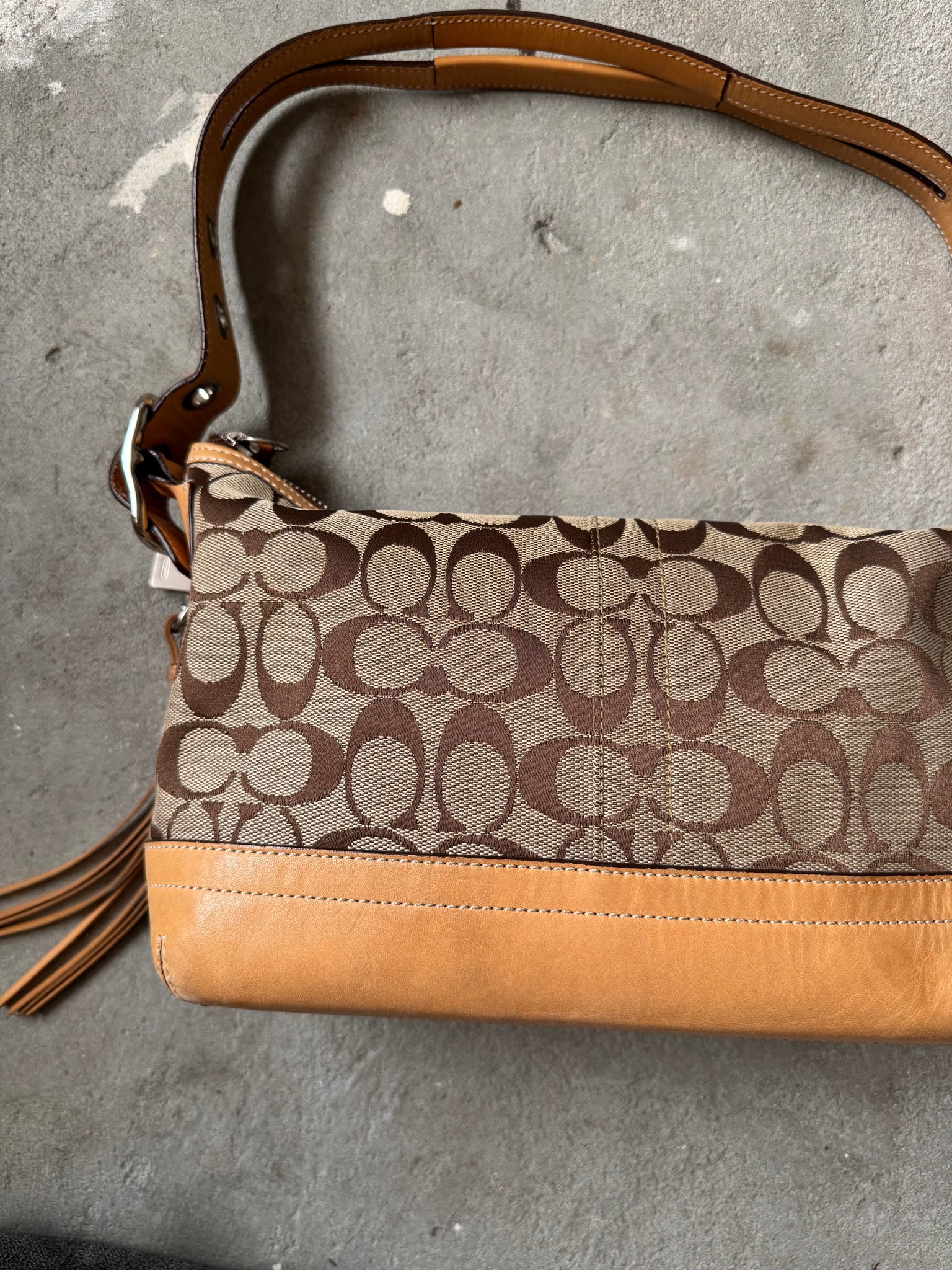 Coach Signature East West Shoulder Bag Beige