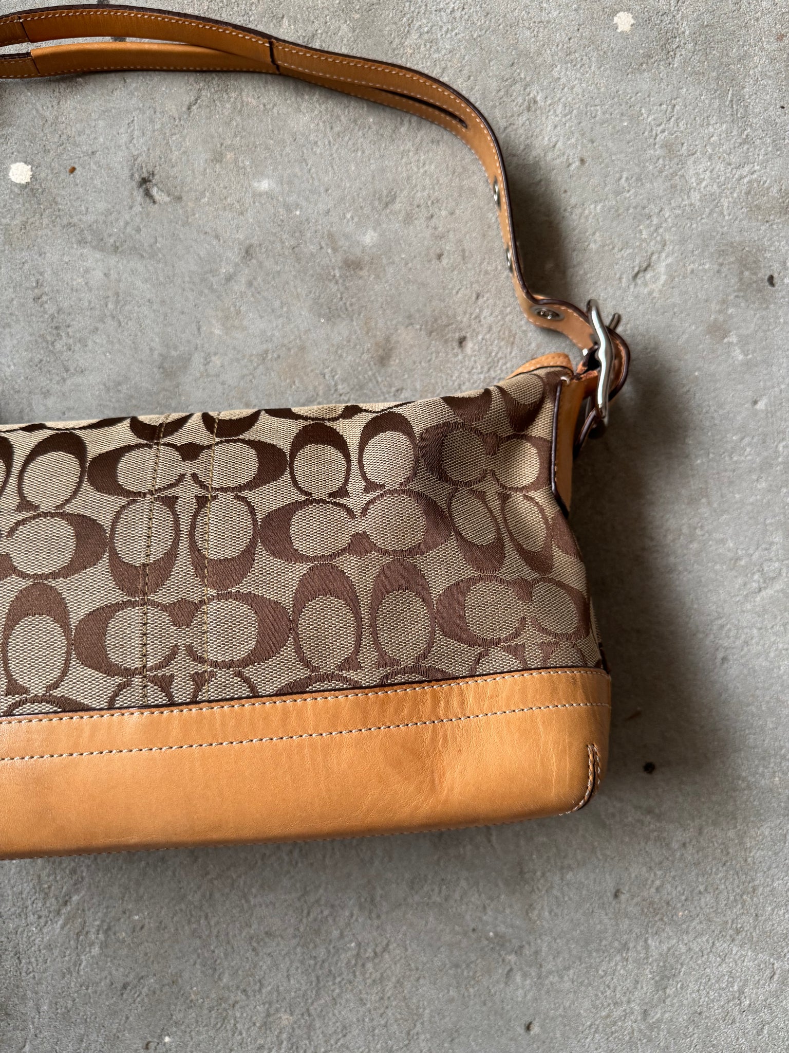 Coach Signature East West Shoulder Bag Beige