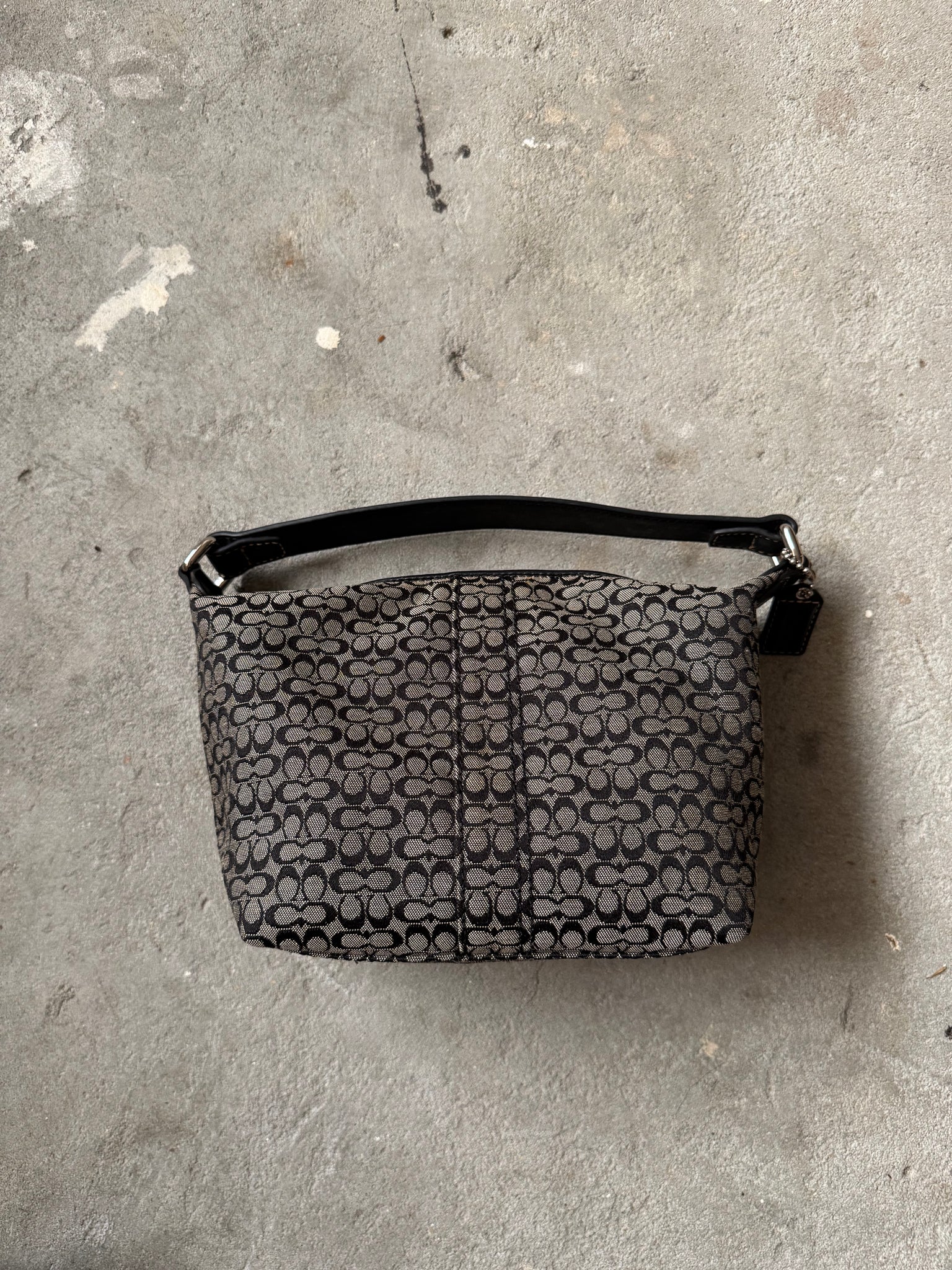 Coach Signature Mini Hobo Shoulder Bag Black/Grey