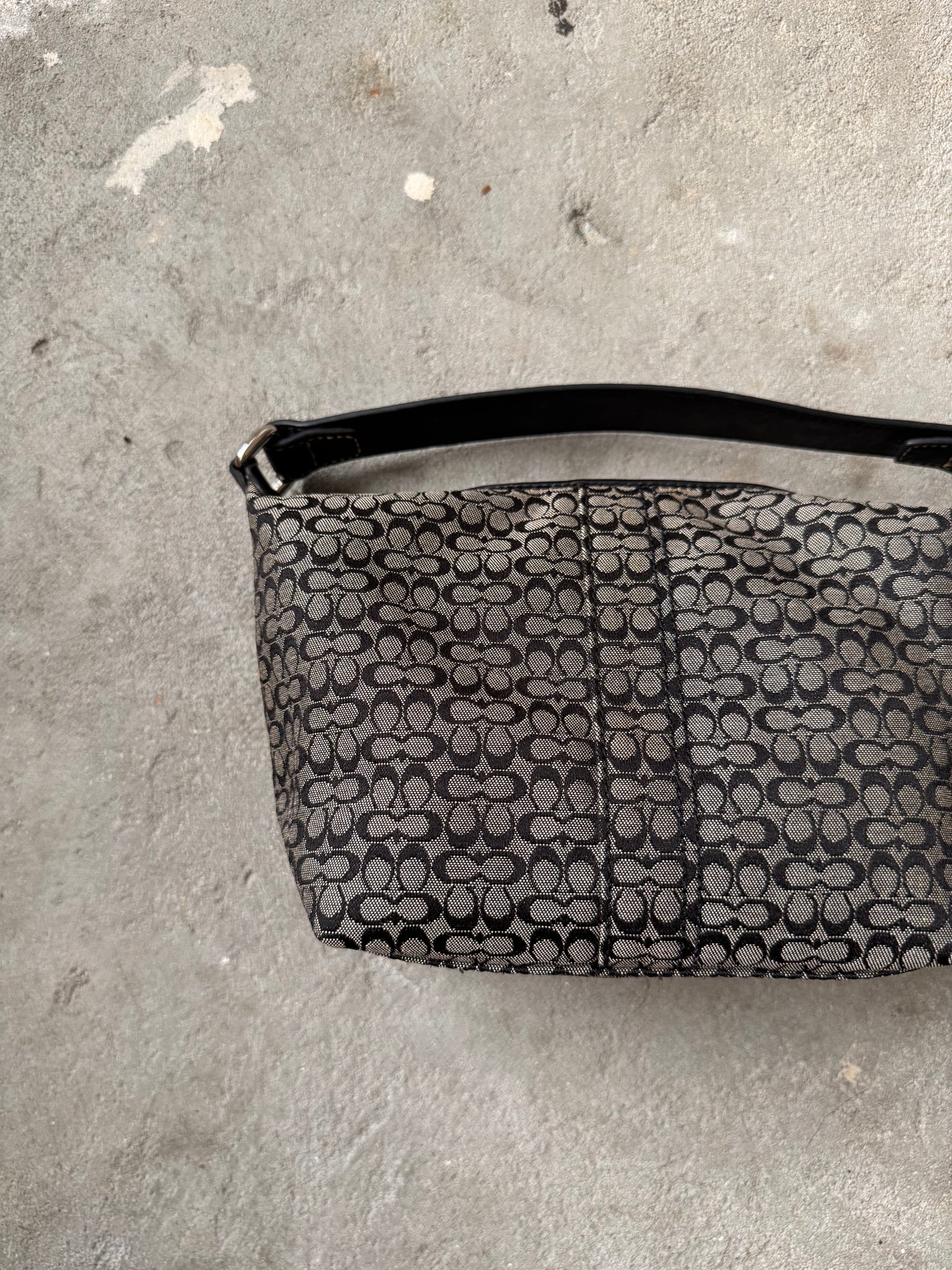 Coach Signature Mini Hobo Shoulder Bag Black/Grey