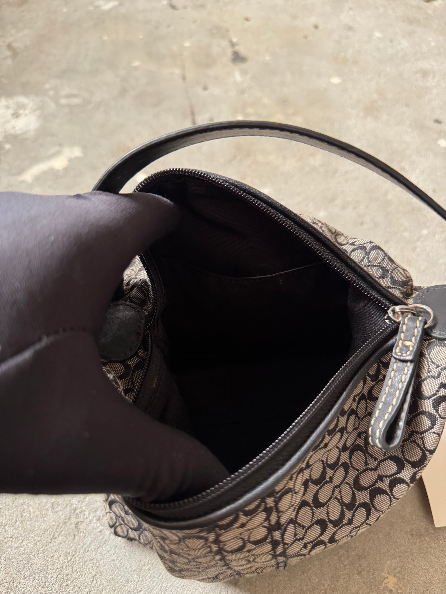 Coach Signature Mini Hobo Shoulder Bag Black/Grey
