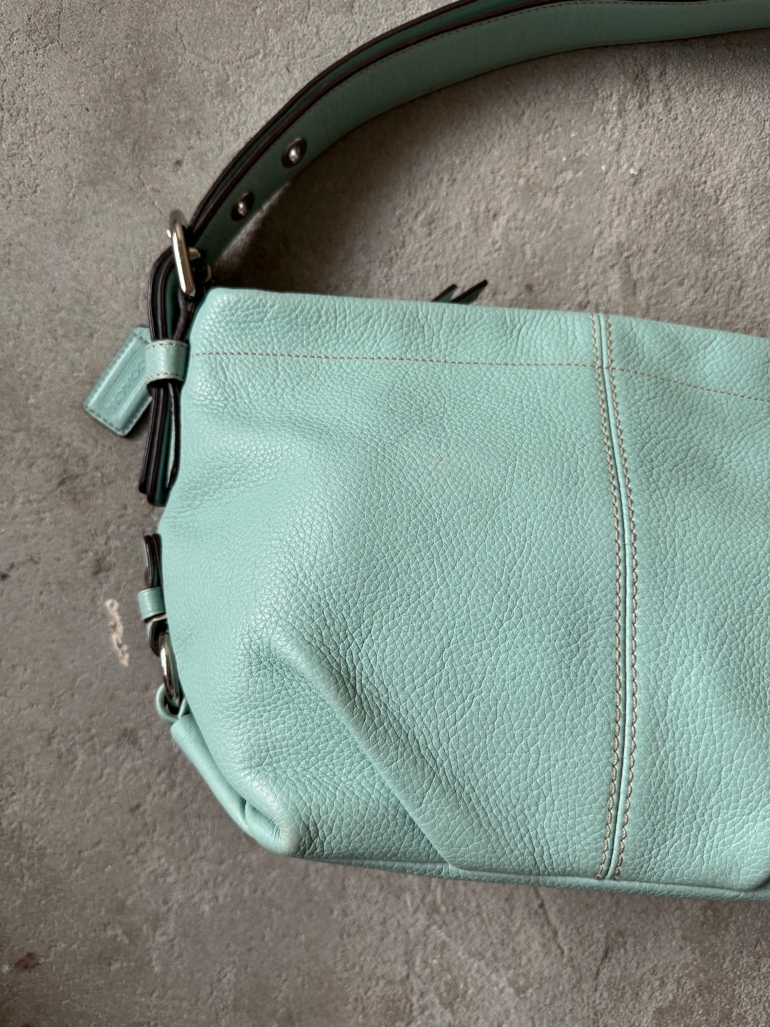 Coach 2Way Leather Shoulder Bag Mint Green