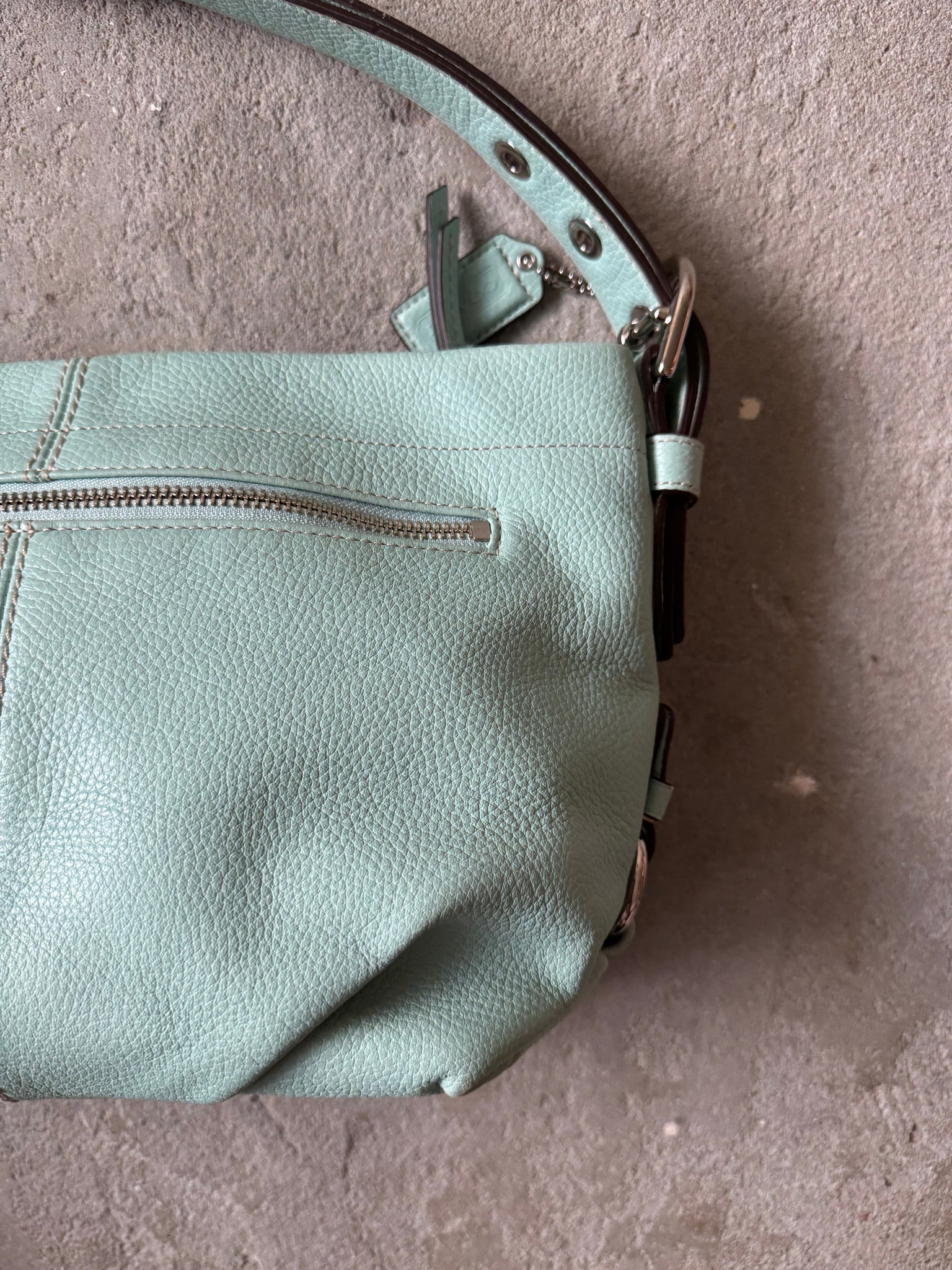 Coach 2Way Leather Shoulder Bag Mint Green