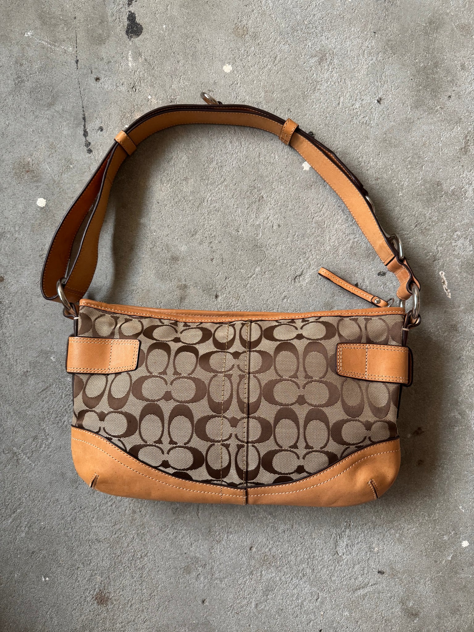 Coach 2Way Signature Sufflette Shoulder Bag Beige