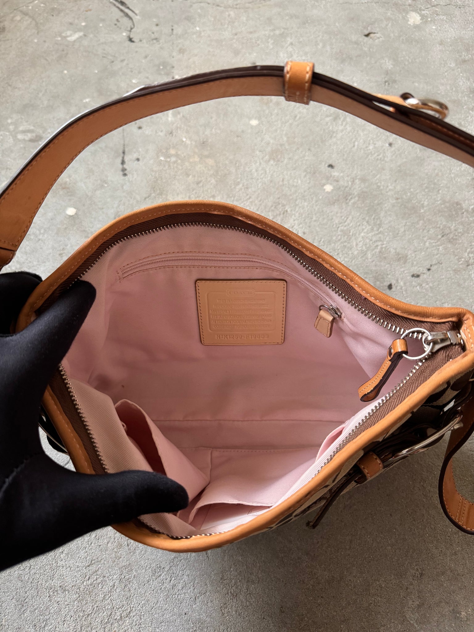 Coach 2Way Signature Sufflette Shoulder Bag Beige
