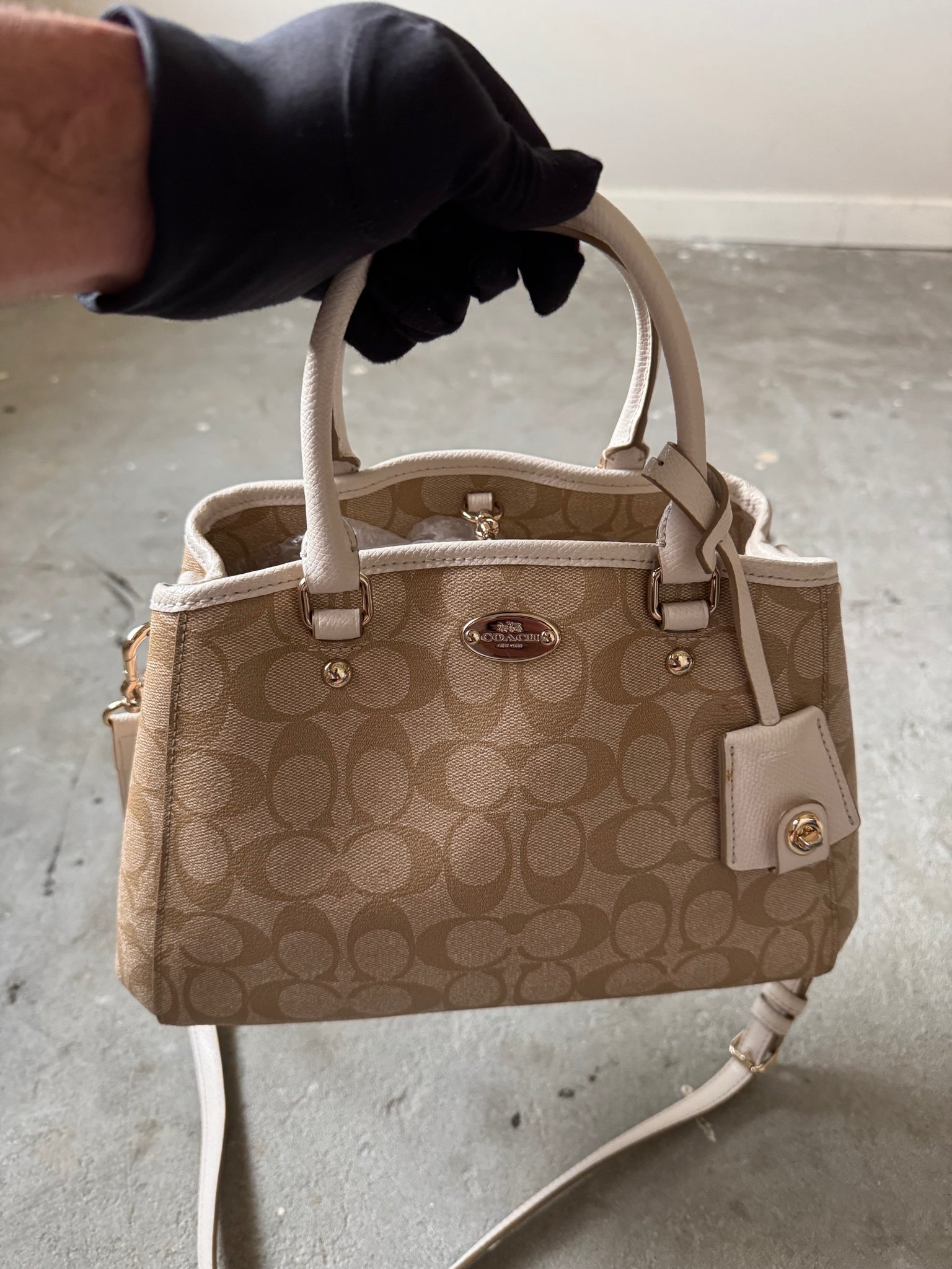 Coach 2Way PVC Pristine HandBag Beige/White