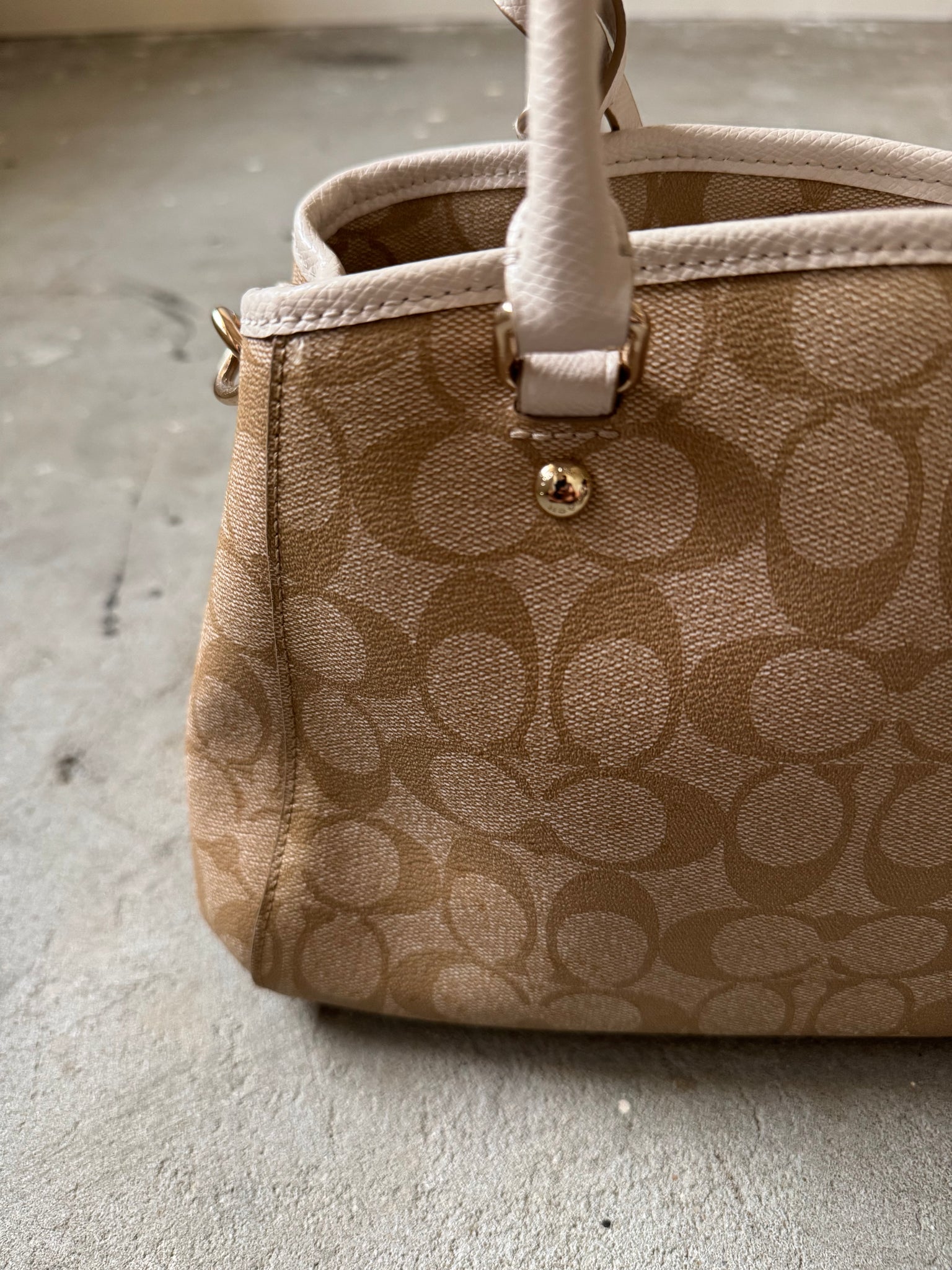 Coach 2Way PVC Pristine HandBag Beige/White