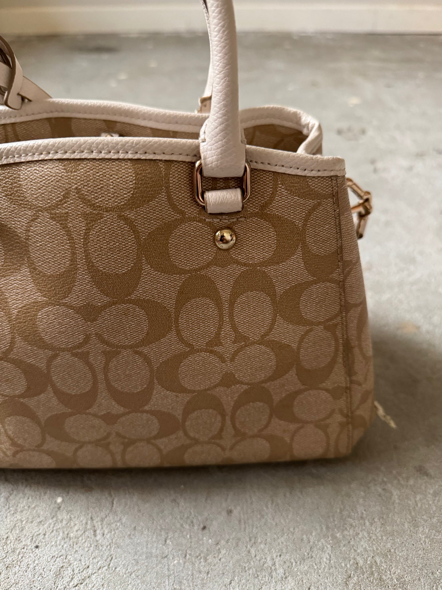 Coach 2Way PVC Pristine HandBag Beige/White