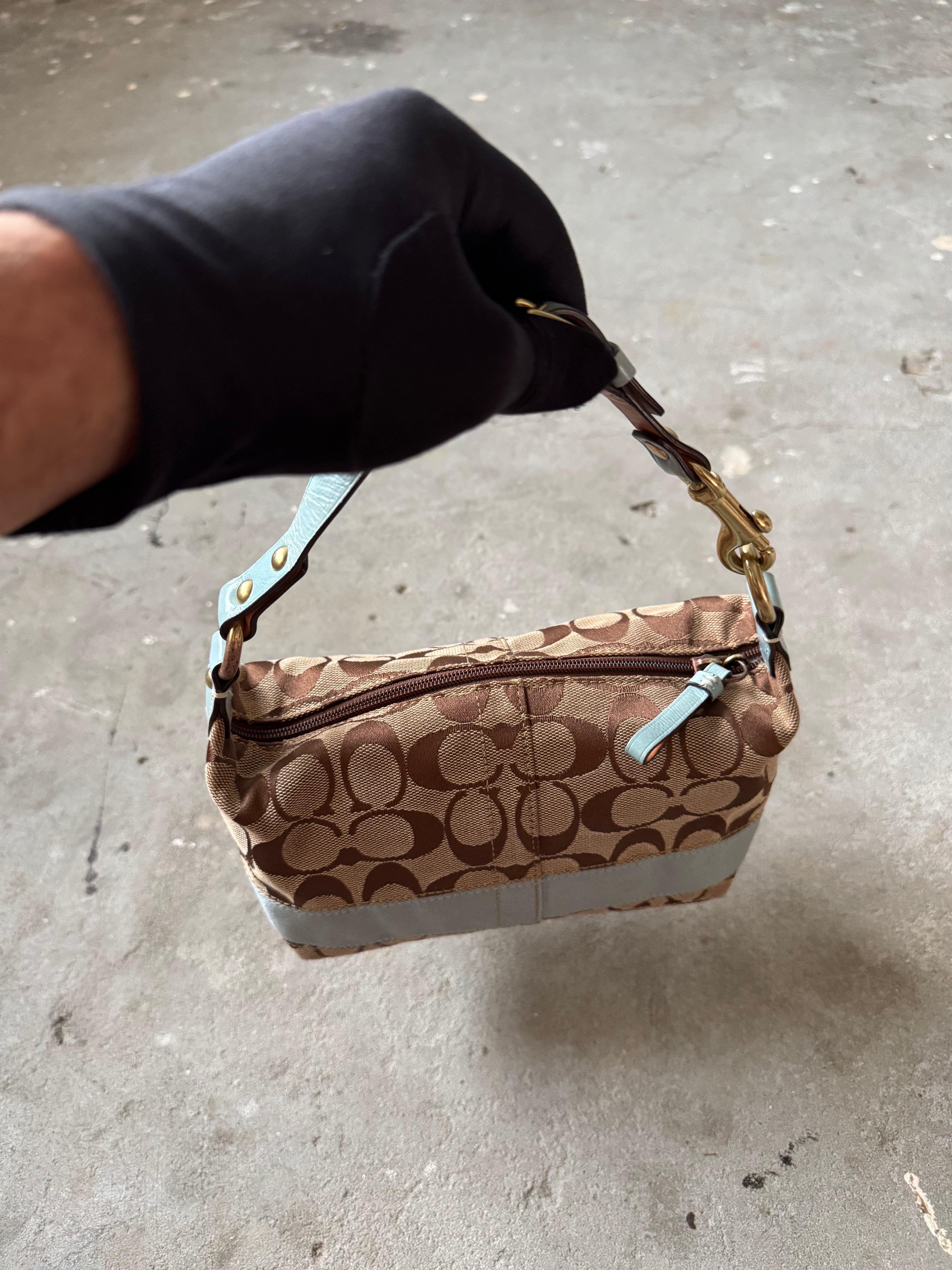 Coach Signature Mini Hobo Blue Stripe Shoulder Bag – Curated by 