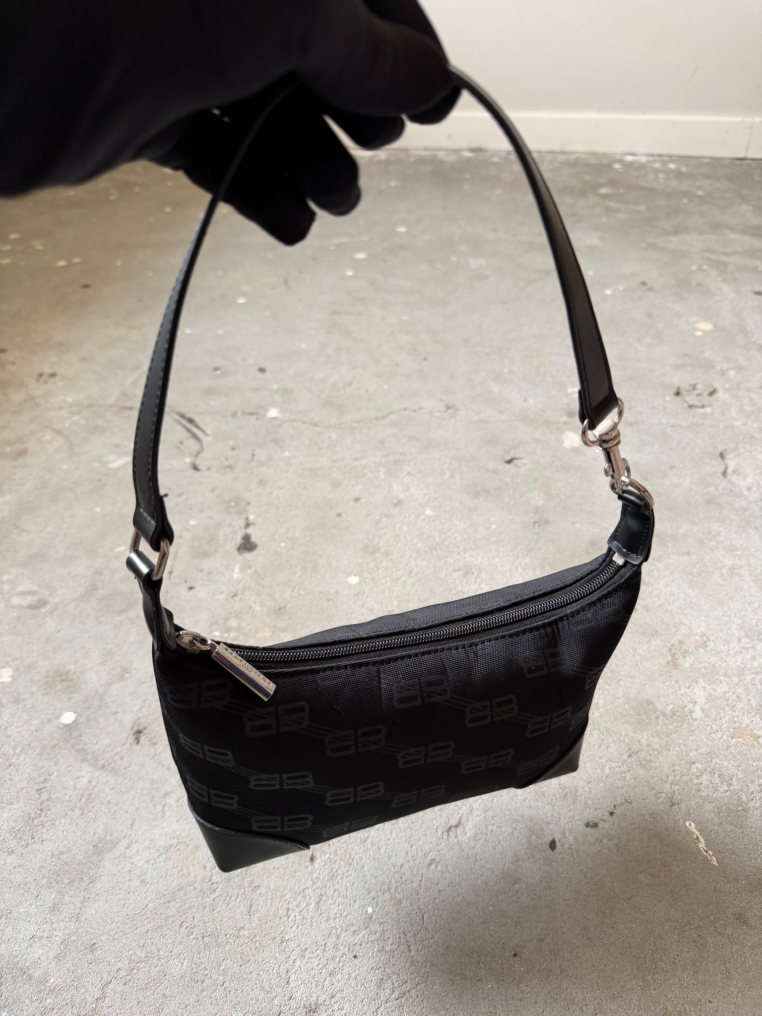 Balenciaga BB Print Shoulder Bag Black
