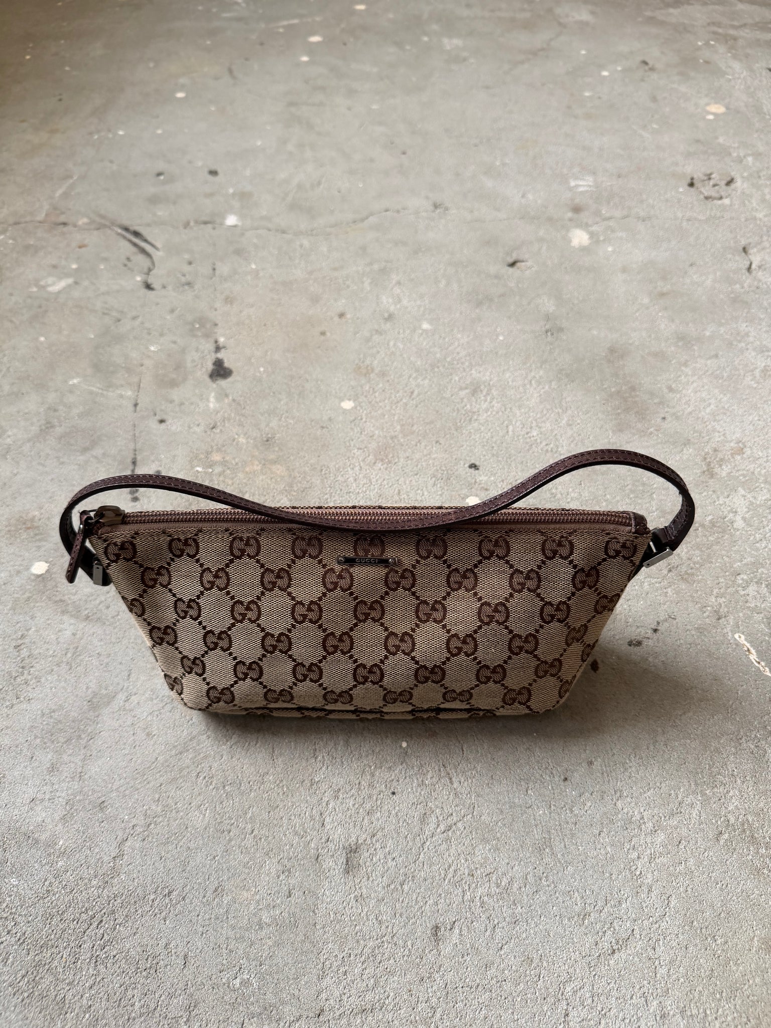 Gucci GG Monogram Pochette Boat Shoulder Bag Beige