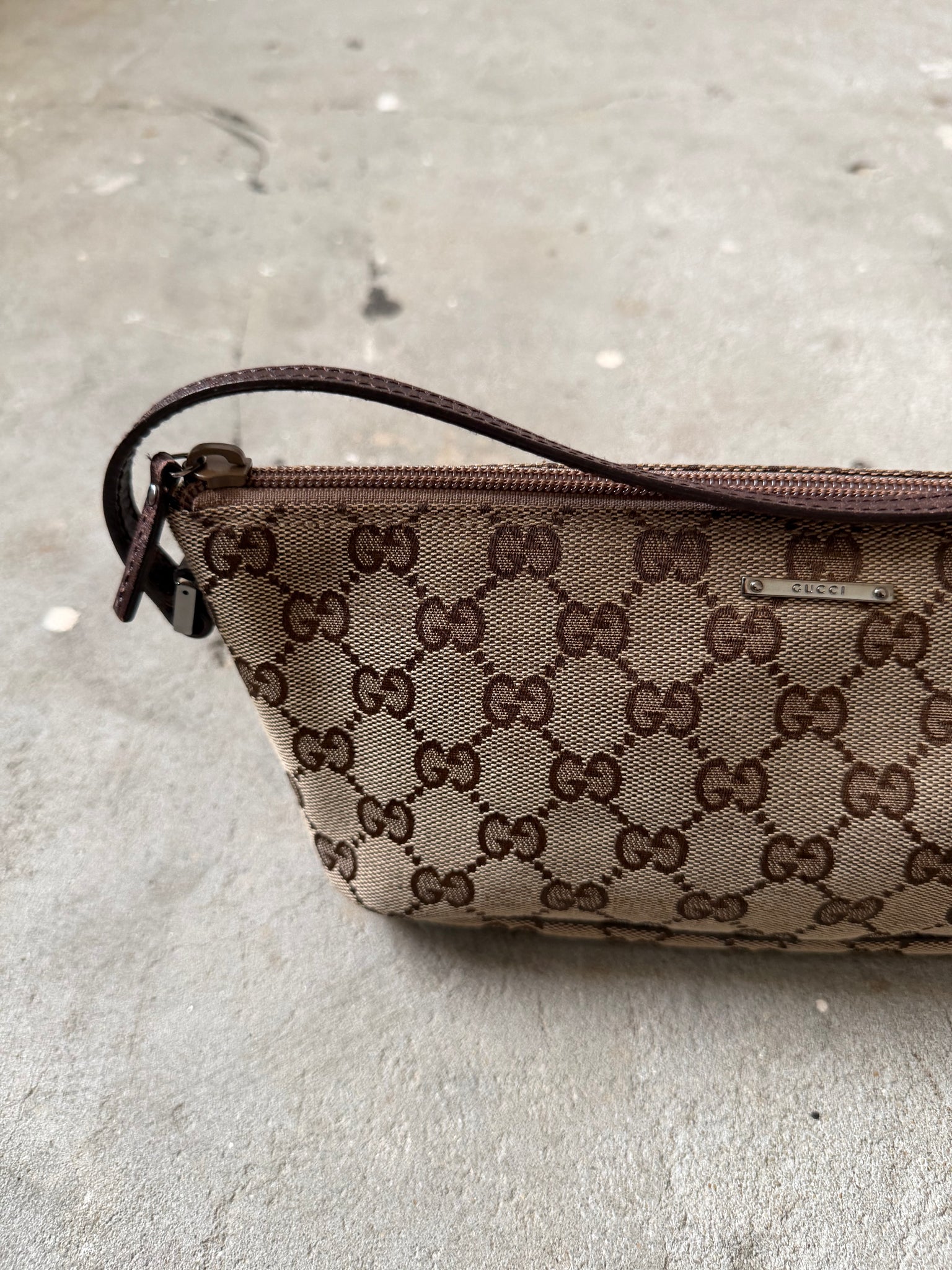 Gucci GG Monogram Pochette Boat Shoulder Bag Beige