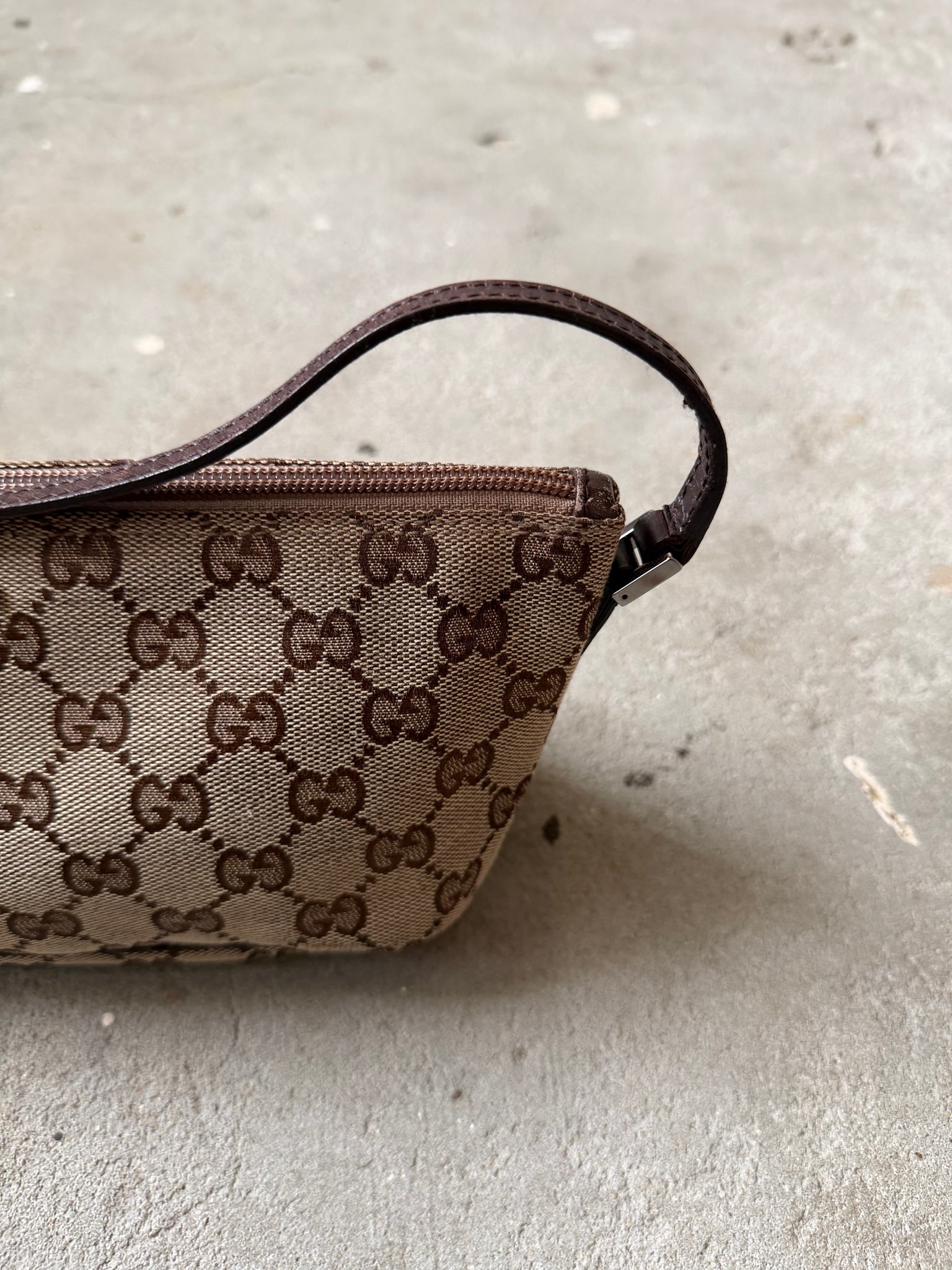 Gucci GG Monogram Pochette Boat Shoulder Bag Beige