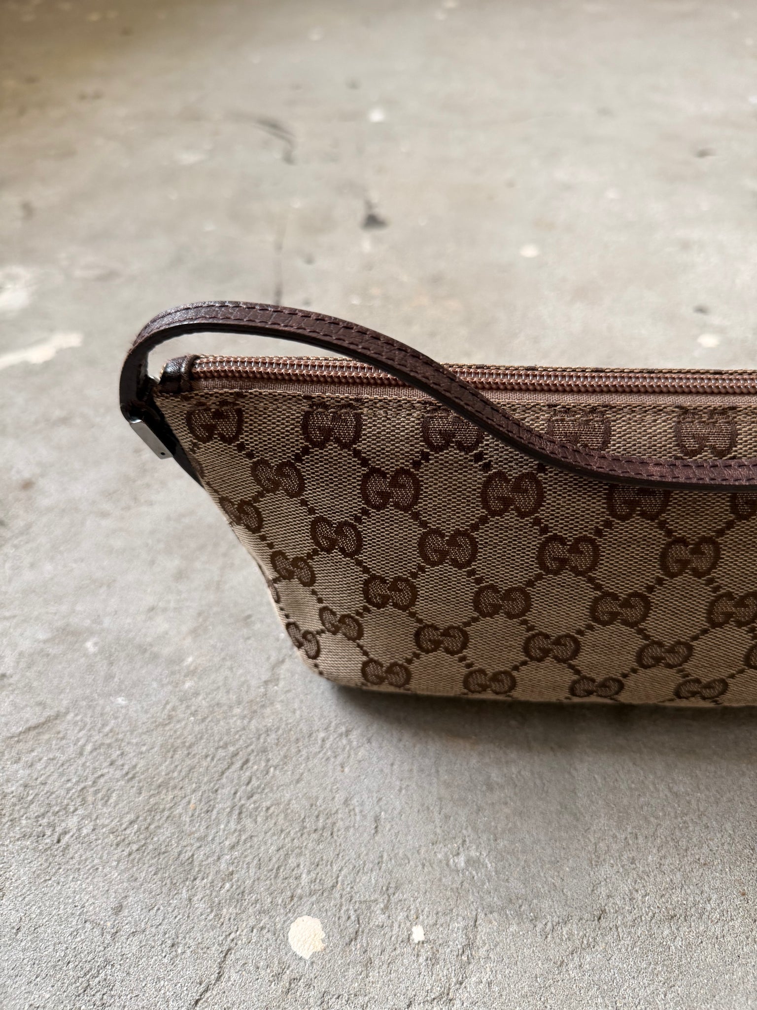Gucci GG Monogram Pochette Boat Shoulder Bag Beige