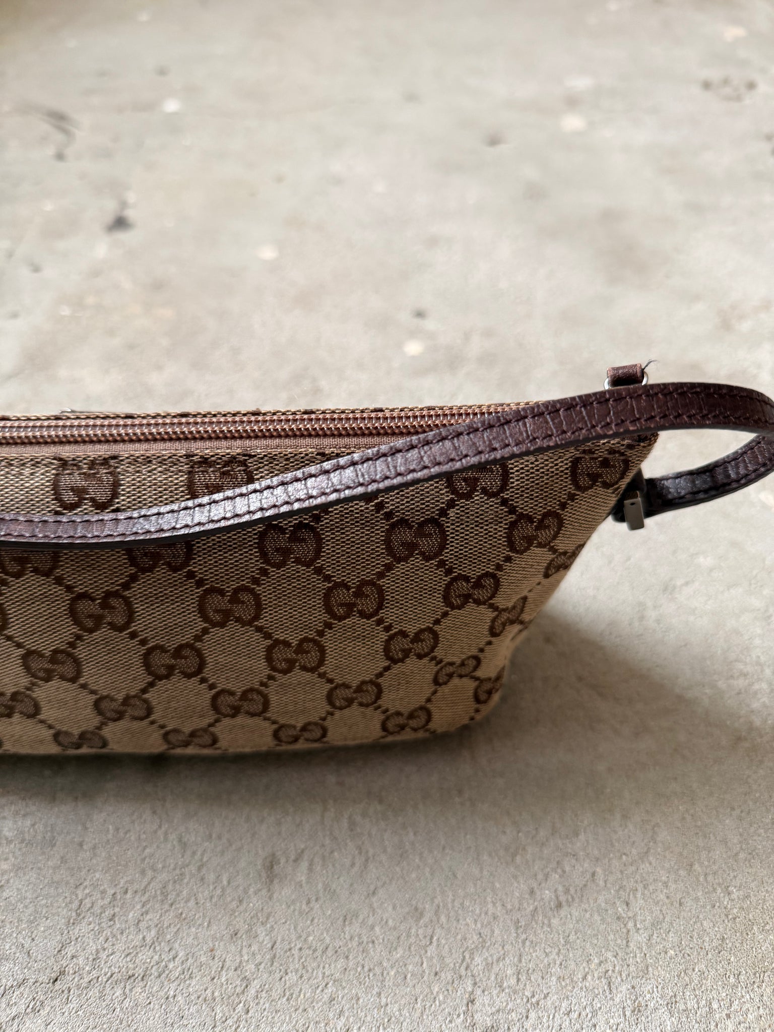 Gucci GG Monogram Pochette Boat Shoulder Bag Beige