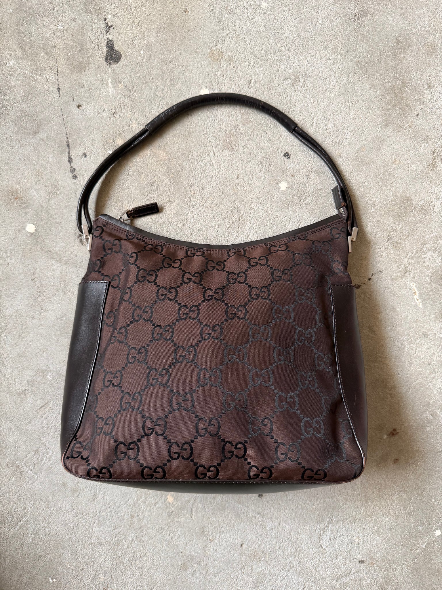 Gucci GG Monogram Hobo Shoulder Bag Brown/Black