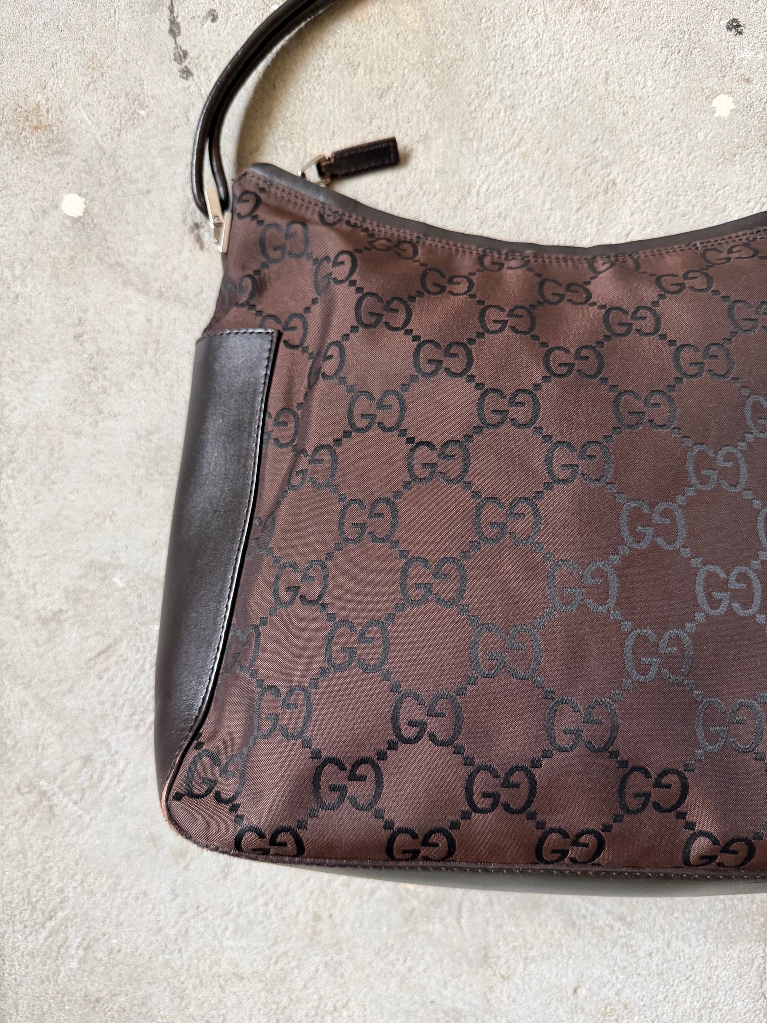 Gucci GG Monogram Hobo Shoulder Bag Brown/Black